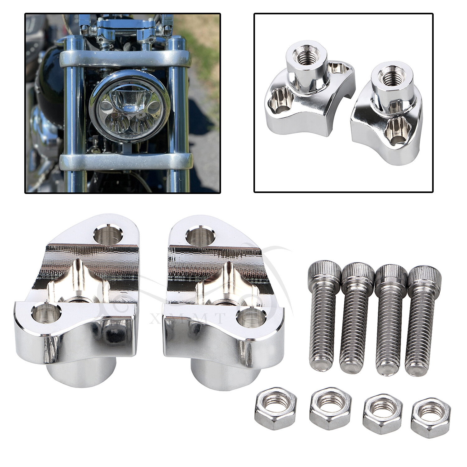 2" Tall Chrome Handlebar Risers Bottom For Harley Dyna Super Wide Glide FXDWG