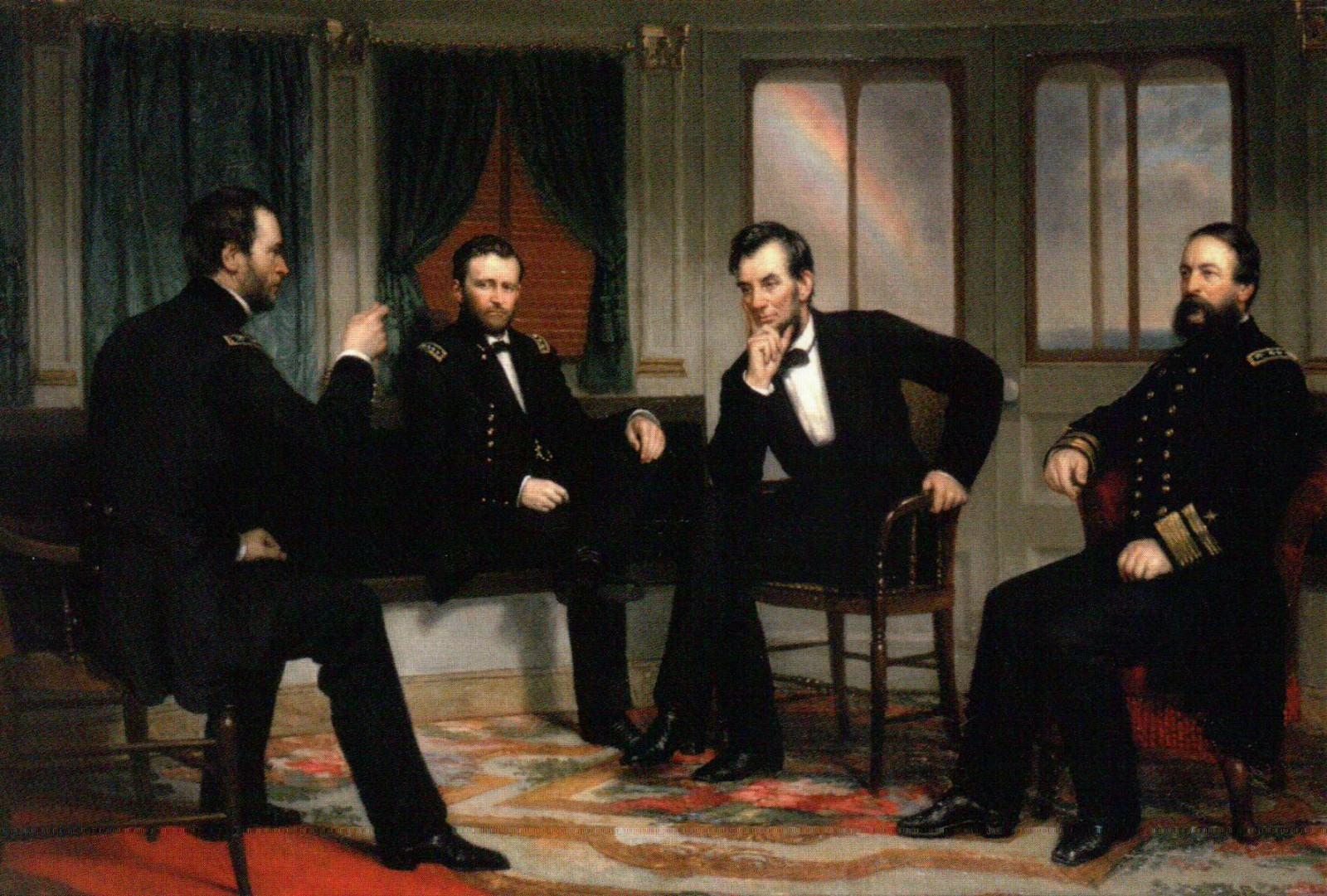 The Peacemakers Painting Abraham Lincoln General Grant Sherman - Modern Postcard