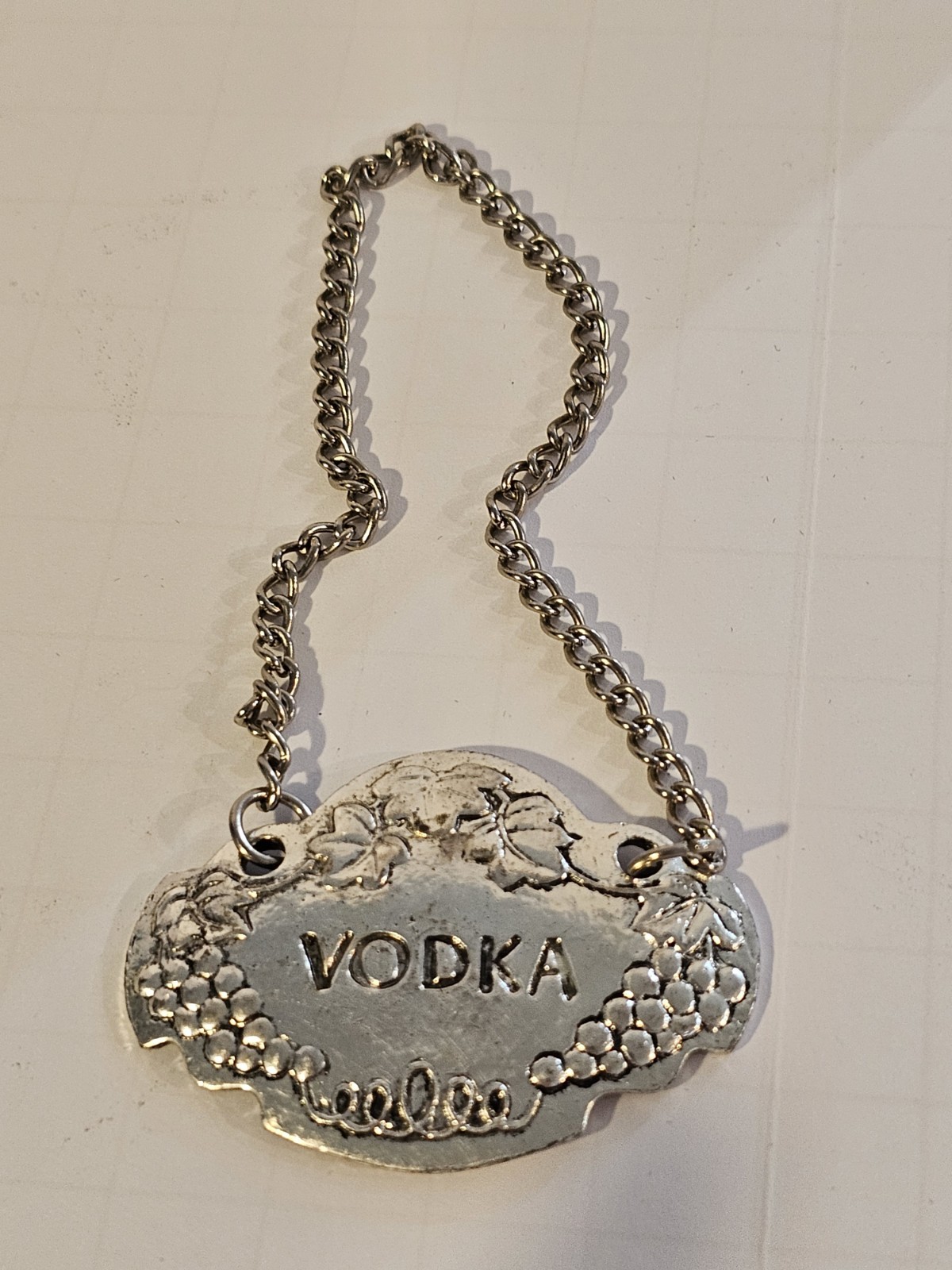 Vintage VODKA liqour Bottle Marker Tag metal Arthur Court 1990