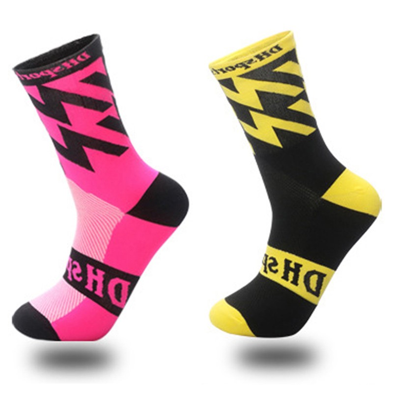 2Pairs Cycling Socks Riding Bicycle Bike Sports Ankle Socks XC MTB Black Pink