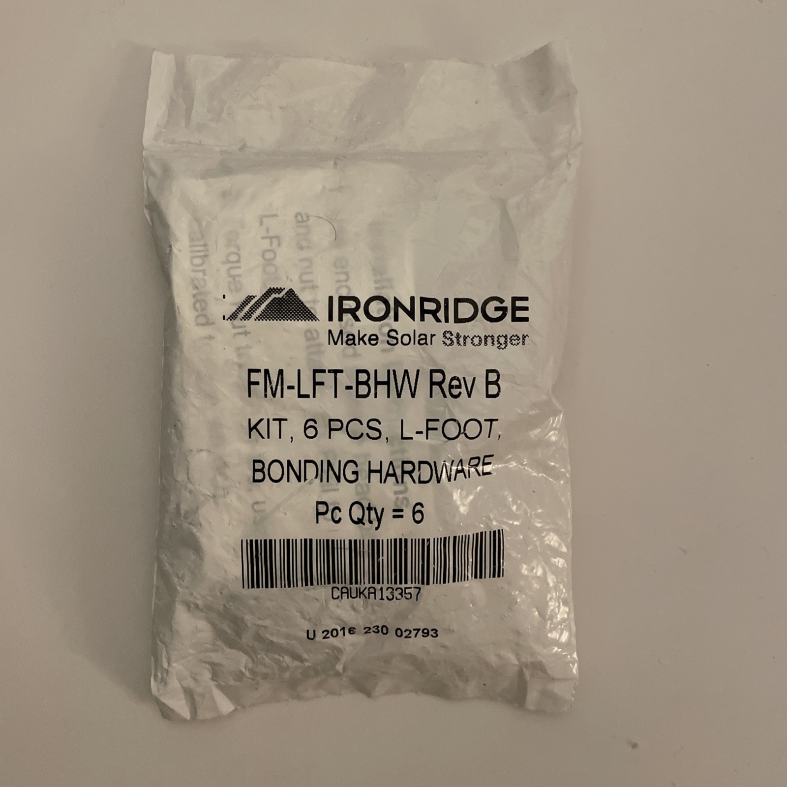 Bag of 6 (SIX) IronRidge FM-LFT-BHW UFO Bonding Hardware for L-foot Bag of 6