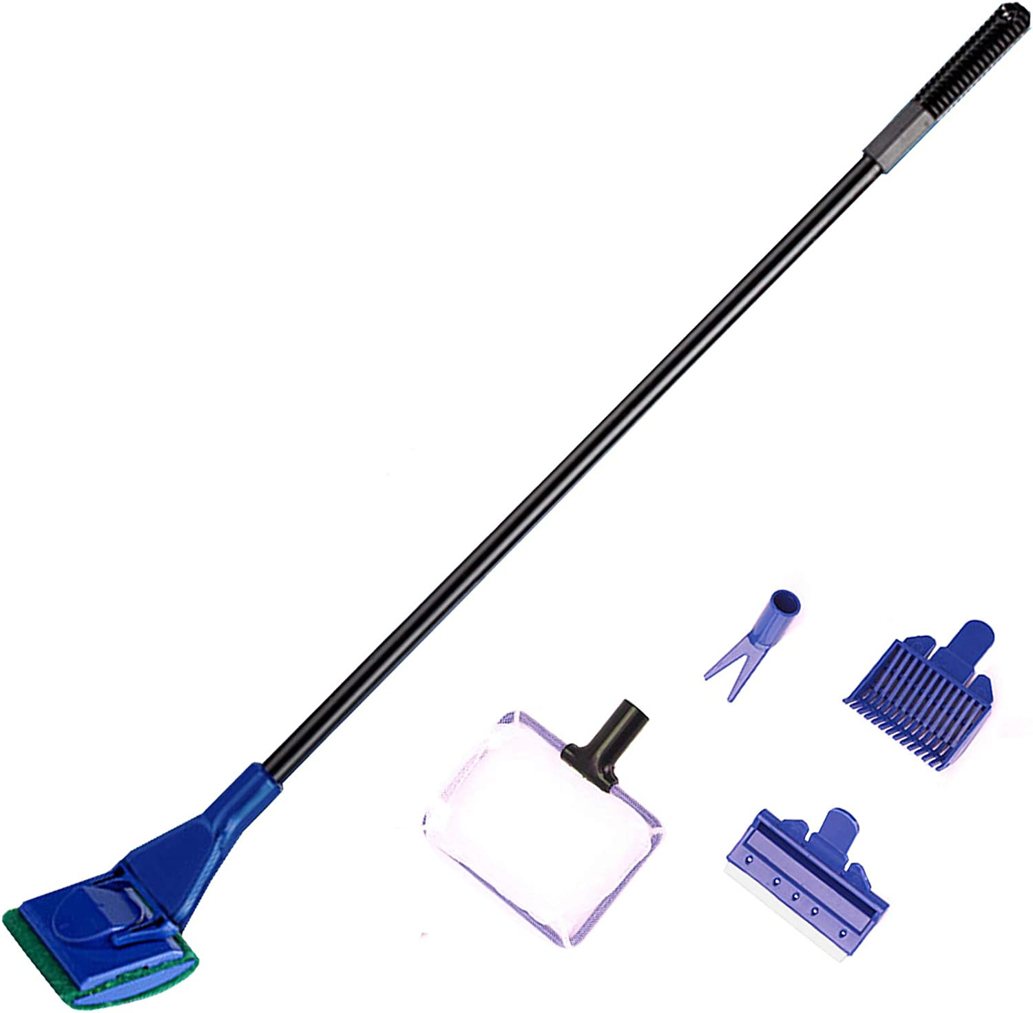 Aquarium Cleaning Tools Kit 5 in 1, 21" Fish Tank Cleaner with Scraper & Net