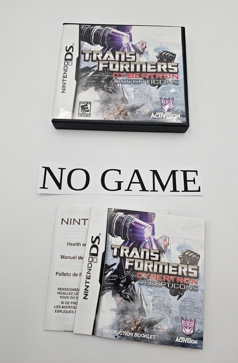 **NO GAME** Nintendo DS - Transformers Cybertron Decepticons  CASE MANUAL ONLY