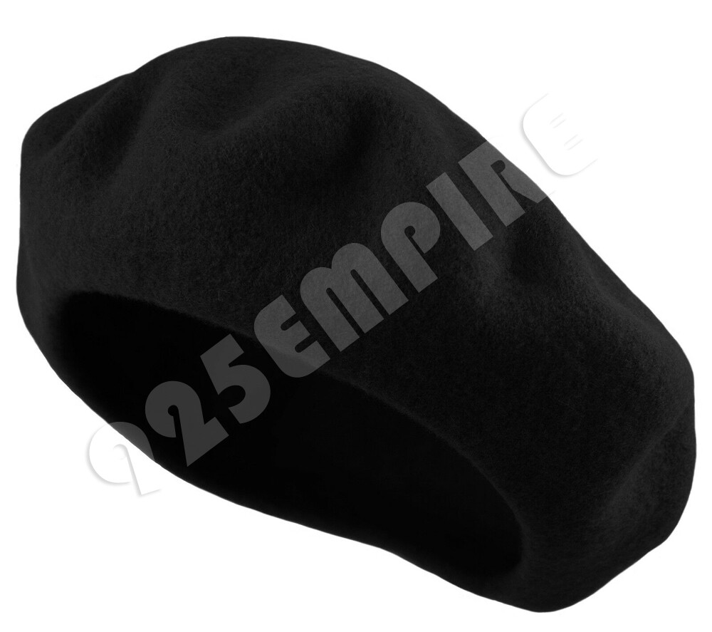 Women's French Beret Hat Solid Color Plain 100% Wool Classic Traditional Cap