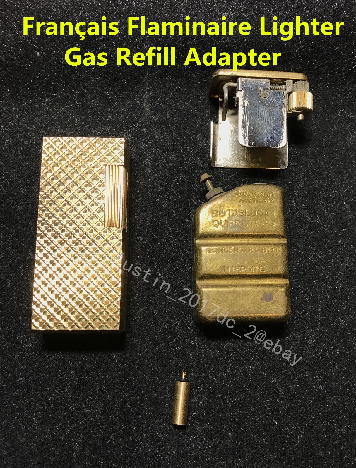 50-60s Flaminaire Vinci Myon French Antique Lighter Gas Refill Adapter