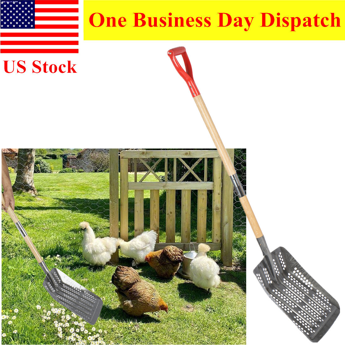 Sifting Shovel Coop Scoop Heavy Duty Metal Sand Sifter for Chicken Poop Cleaning