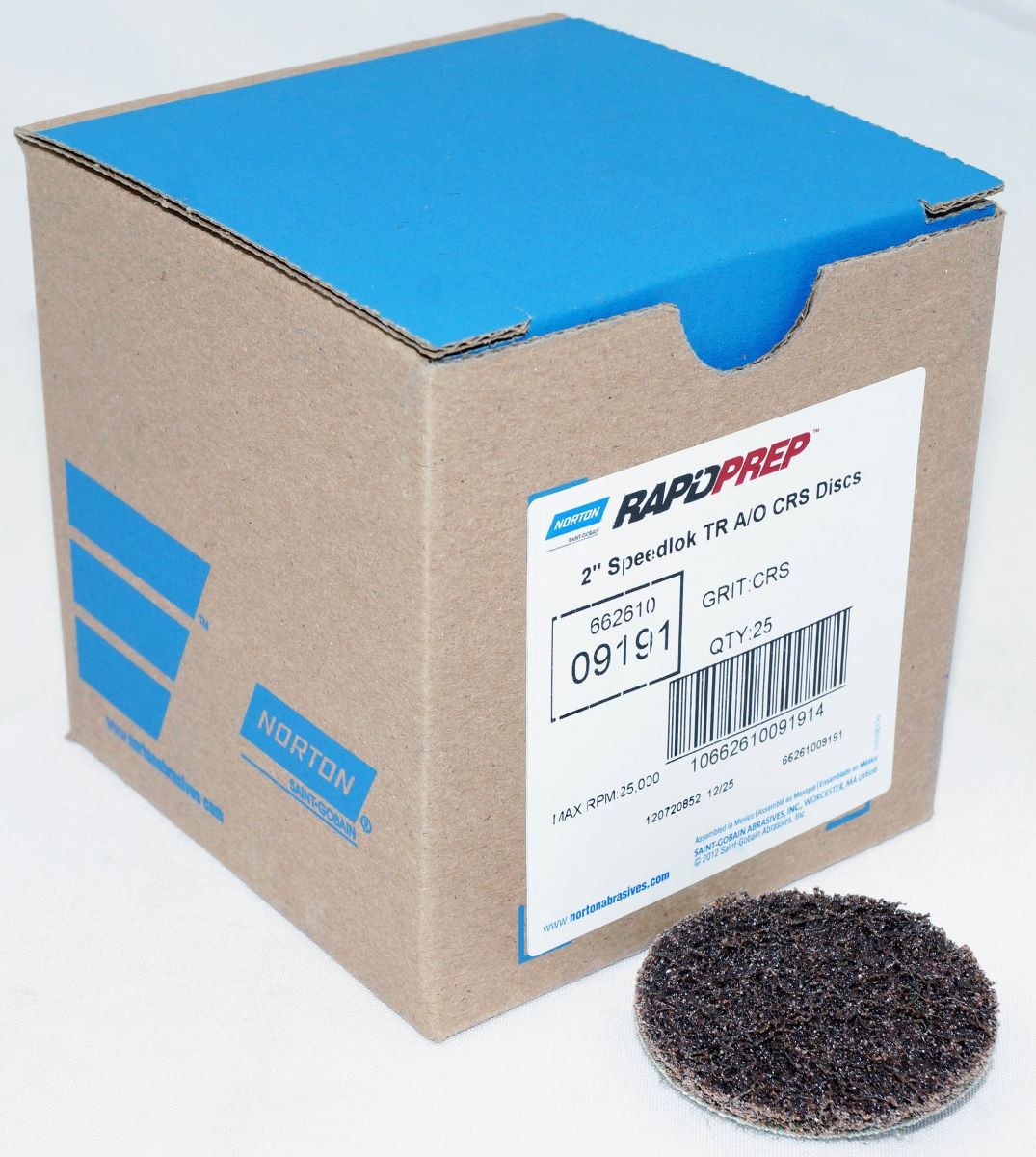 25 Discs Norton 2" Rapid Prep Non-Woven Aluminum Oxide Coarse Grit - 09191