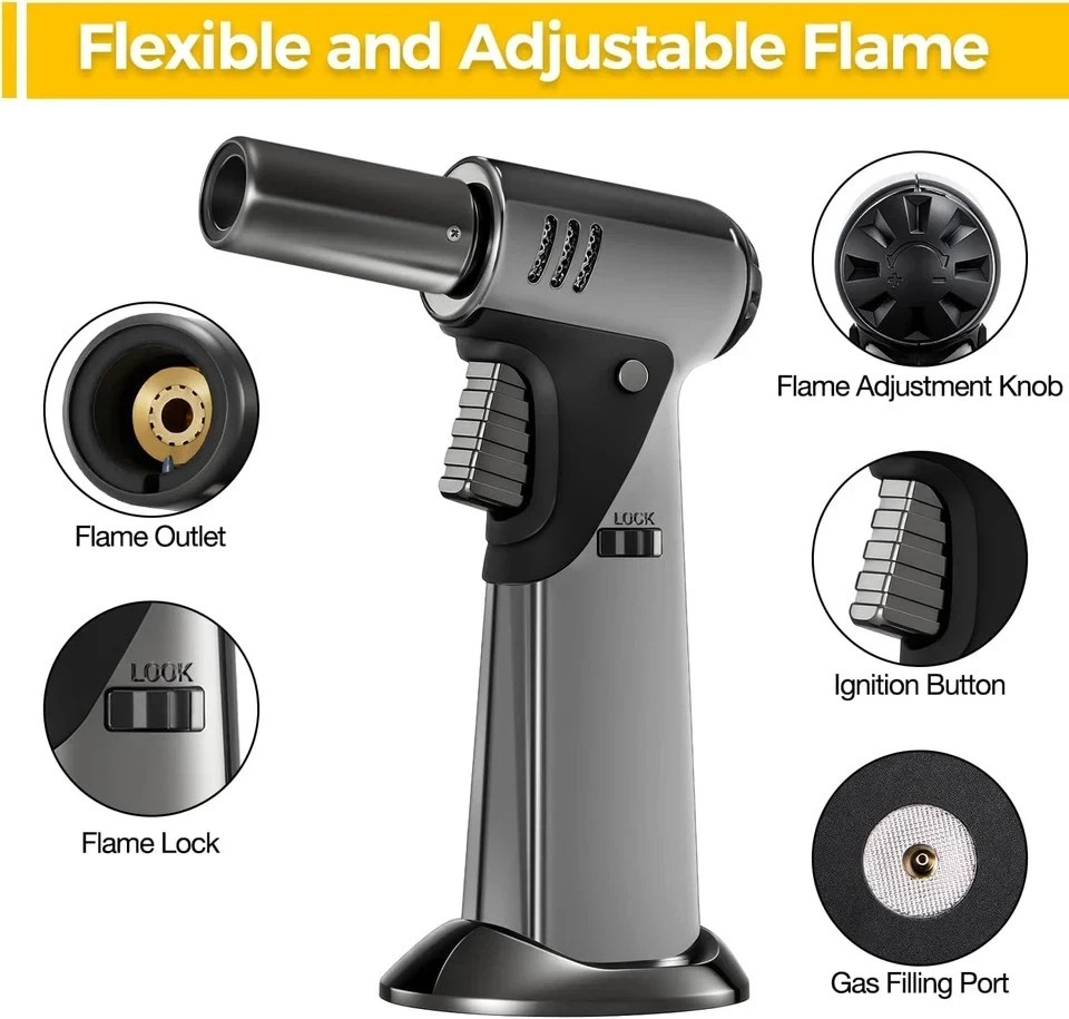 Butane Torch, Butane Refillable Kitchen Cooking Torch, Torch Lighter with Safety