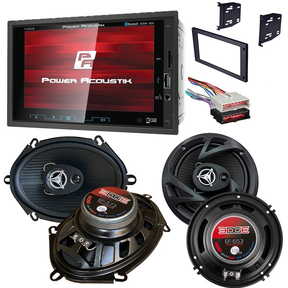 PL622HB Double DIN Radio Kit + Front & Rear speakers for 1987-1993 Ford Mustang