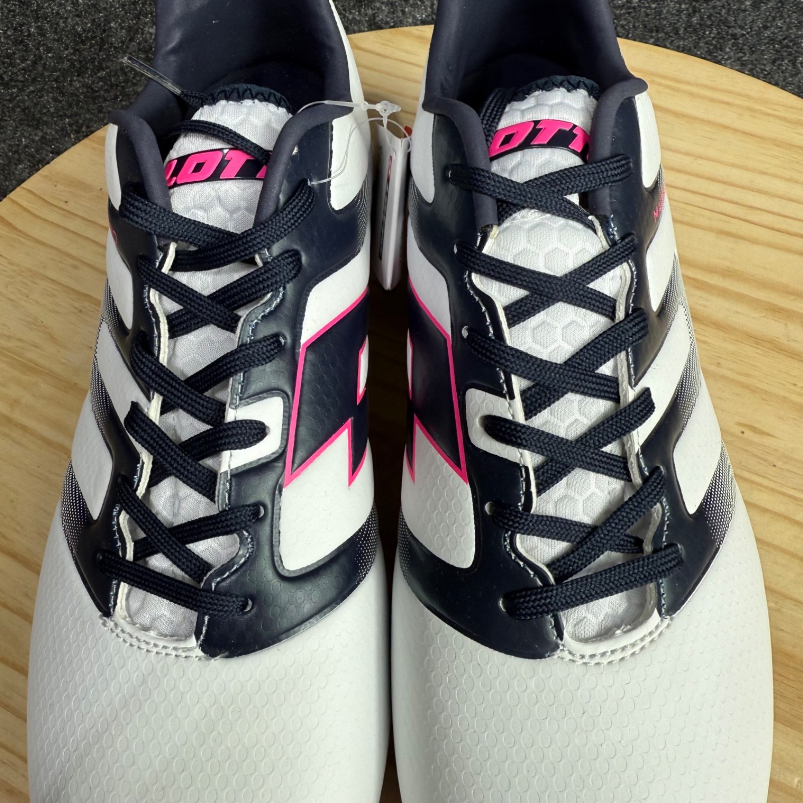 Lotto Maestro 100 IV FG Mens Soccer Cleats All White Navy Vivid Fuchsia 9 NWT