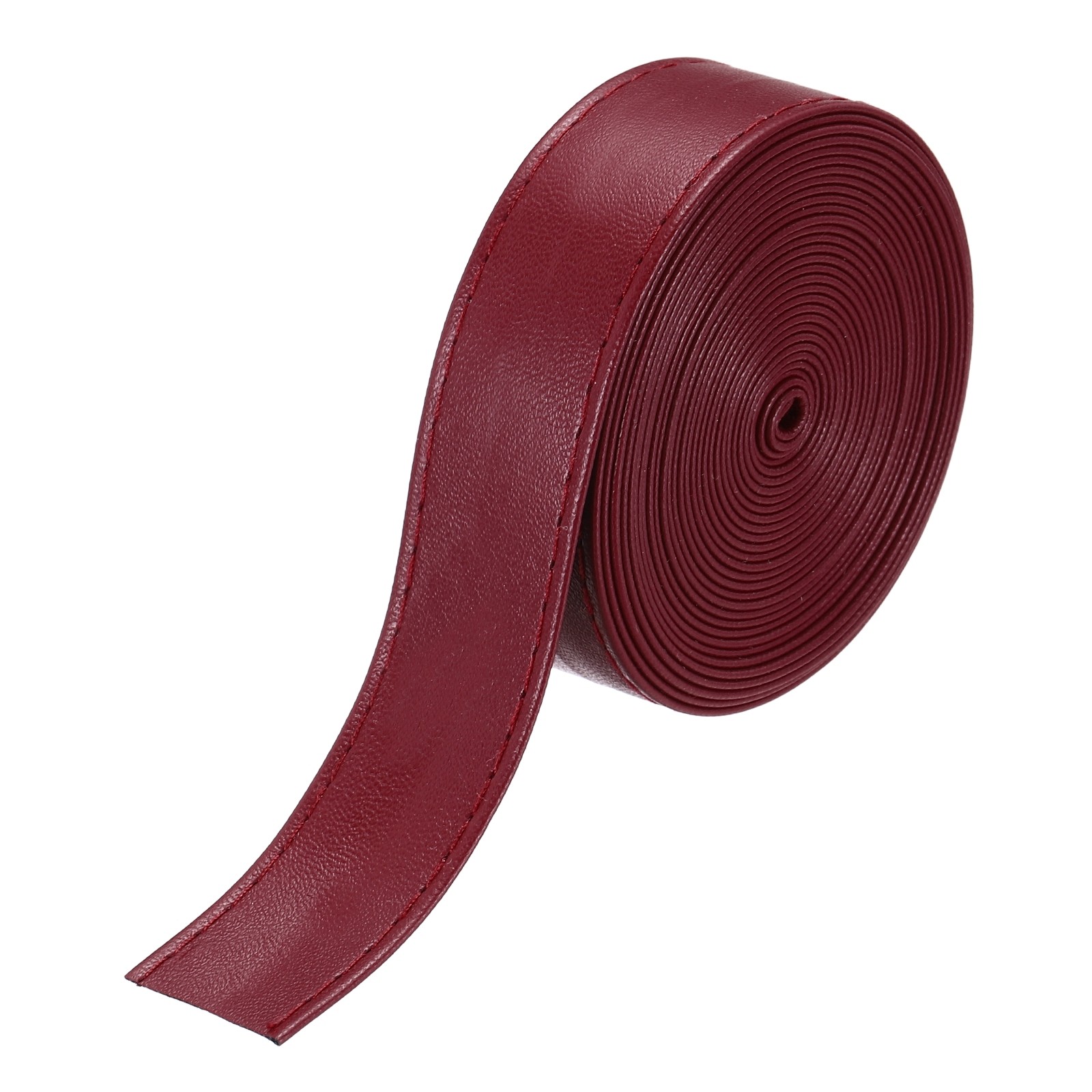 3.3Yard/3m Double Sided PU Leather Strap, 0.79" Wide Flat Strips, Wine Red