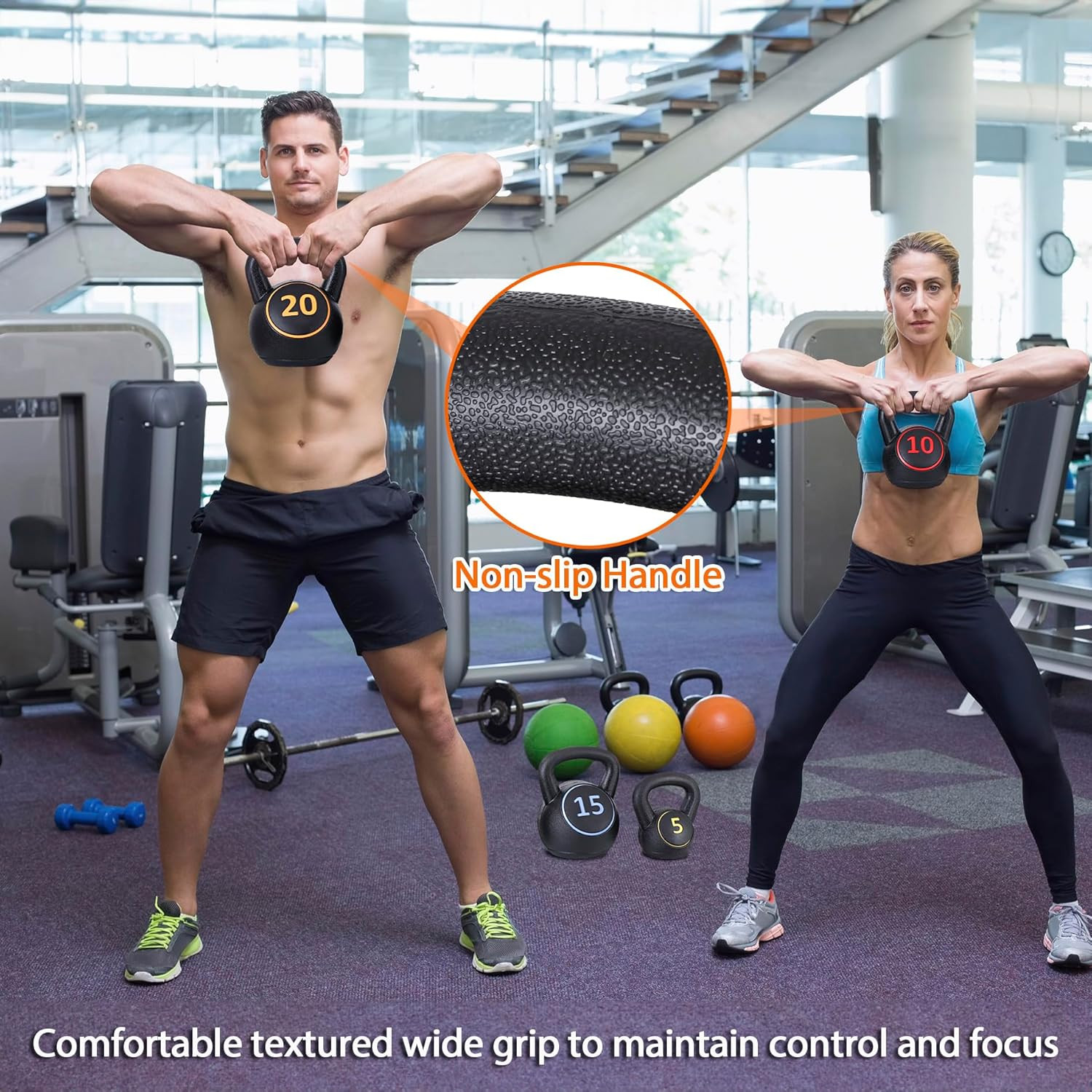 4-Piece Kettlebells Weights Set, Wide Grip Strength Training Soft Kettlebell, Ex
