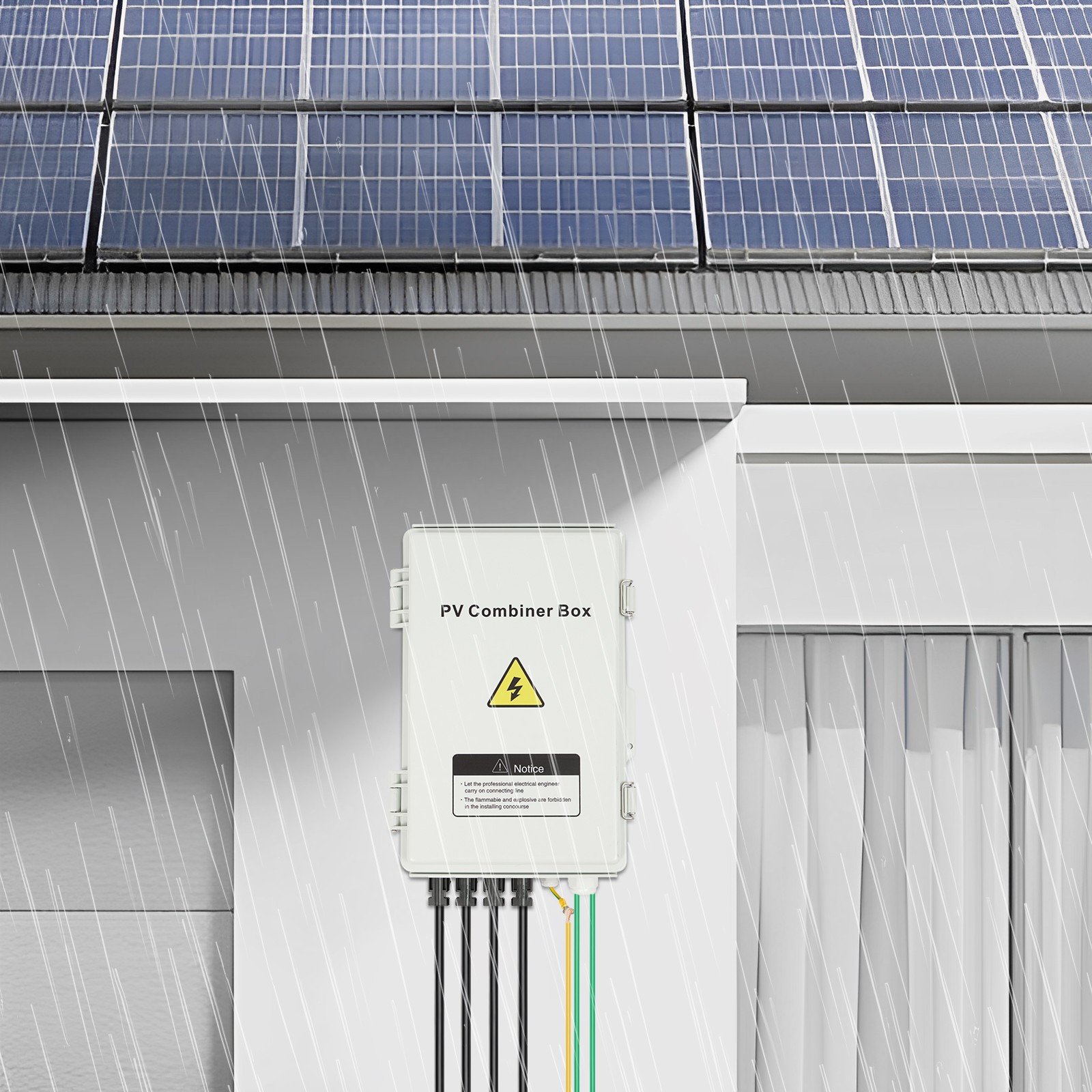 Solar Combiner Box PV Combiner 63A Circuit Breaker 4-String For Solar Panel Kit