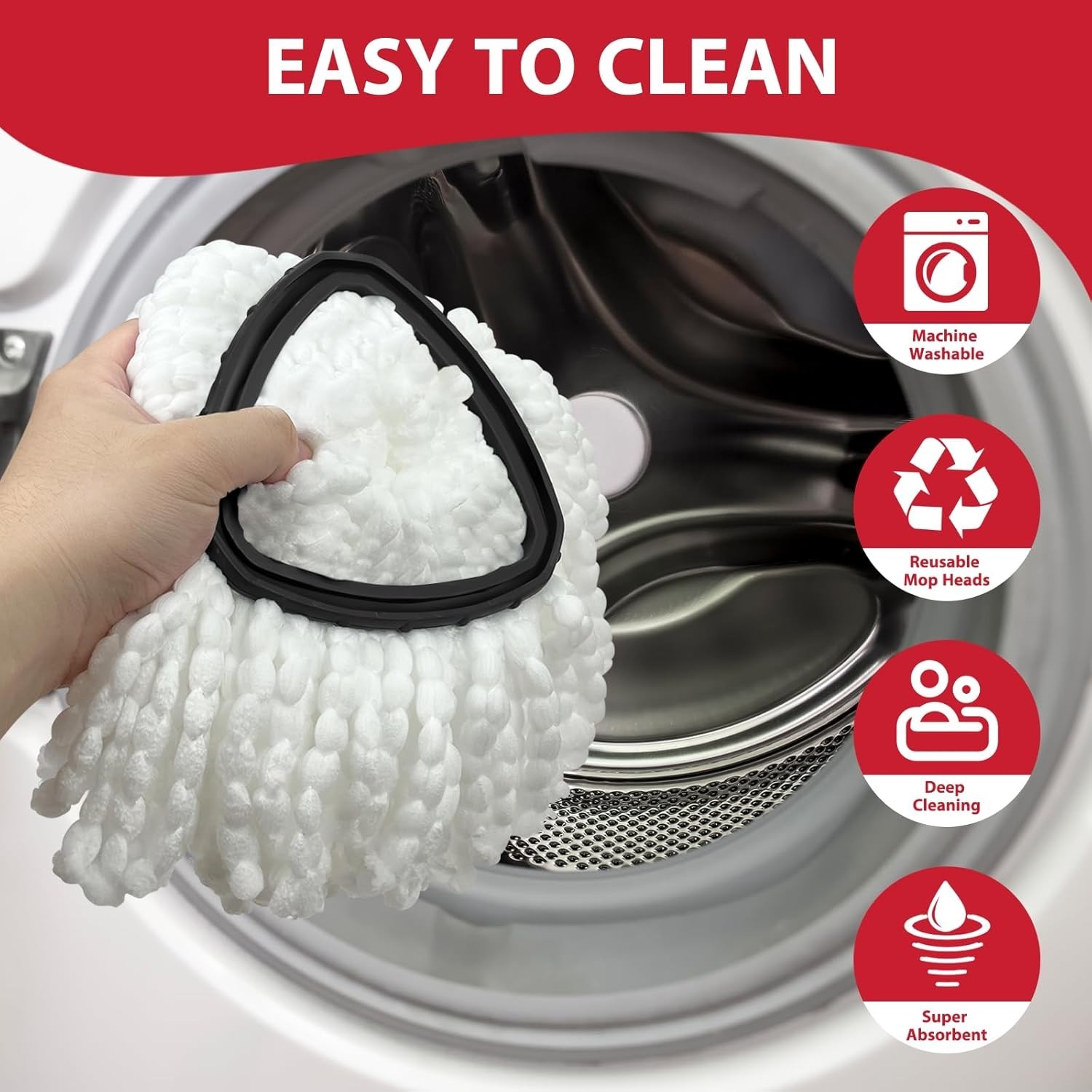 Spin Mop Replacement Set for EasyWring 1-Tank System Microfiber Mop Heads