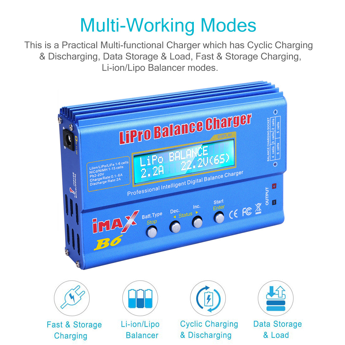 B6 LiPo Smart Battery Balance Charger Discharger iMAX 80W For RC NiMH LiFe NiCd