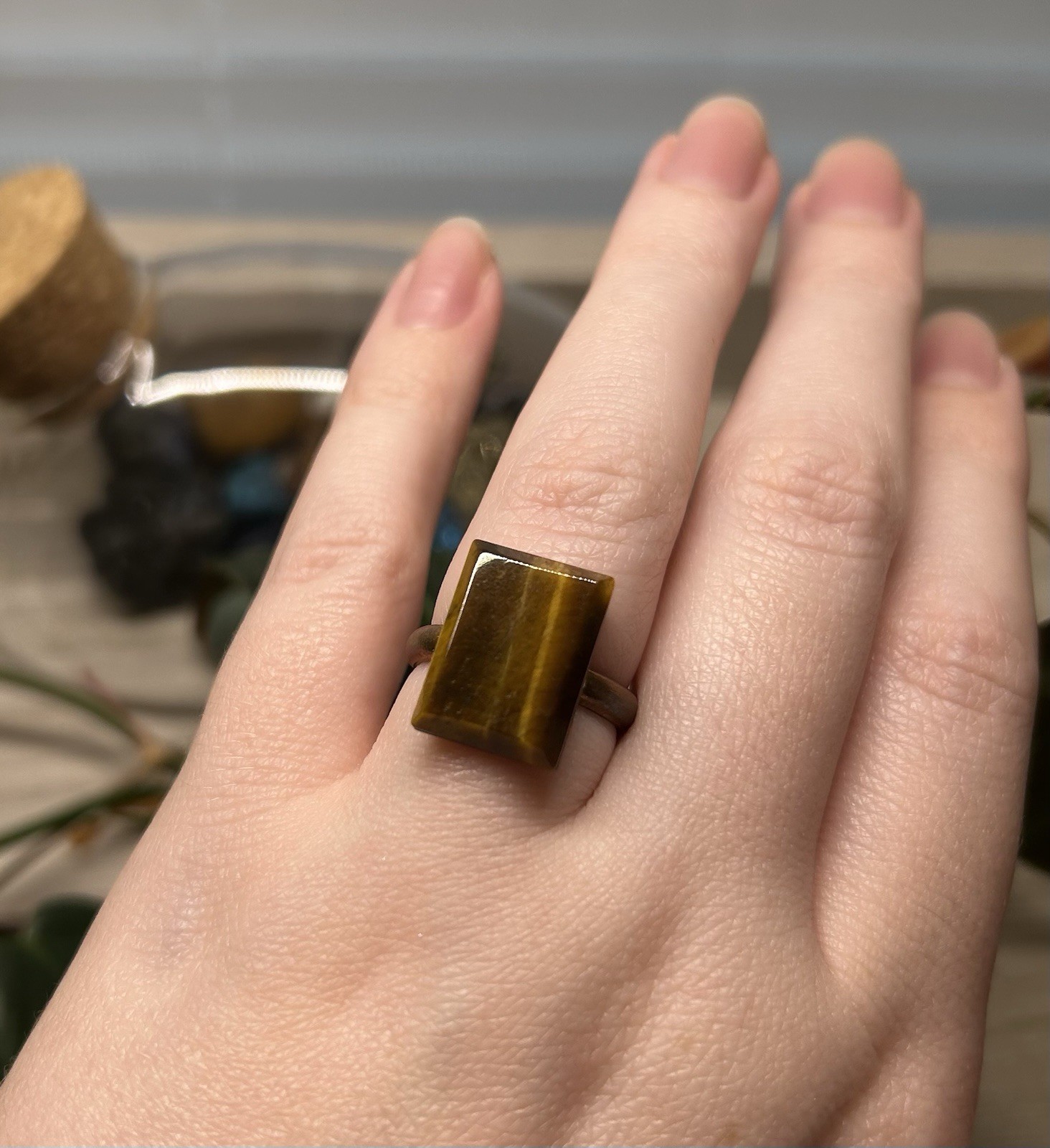 Tigers Eye Ring Size 7, Handmade Copper Tigers Eye Ring