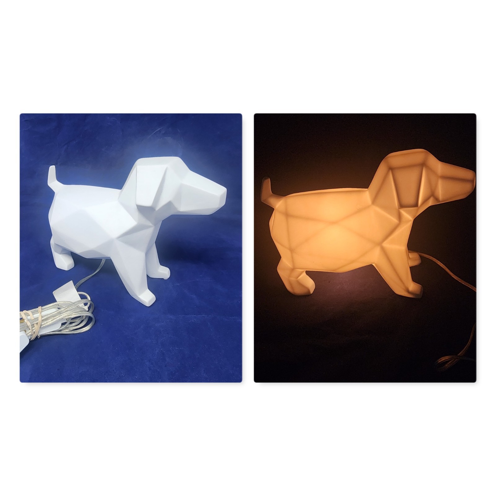 World Market Night Light Cubist Geometric Puppy Faceted Style White Dog