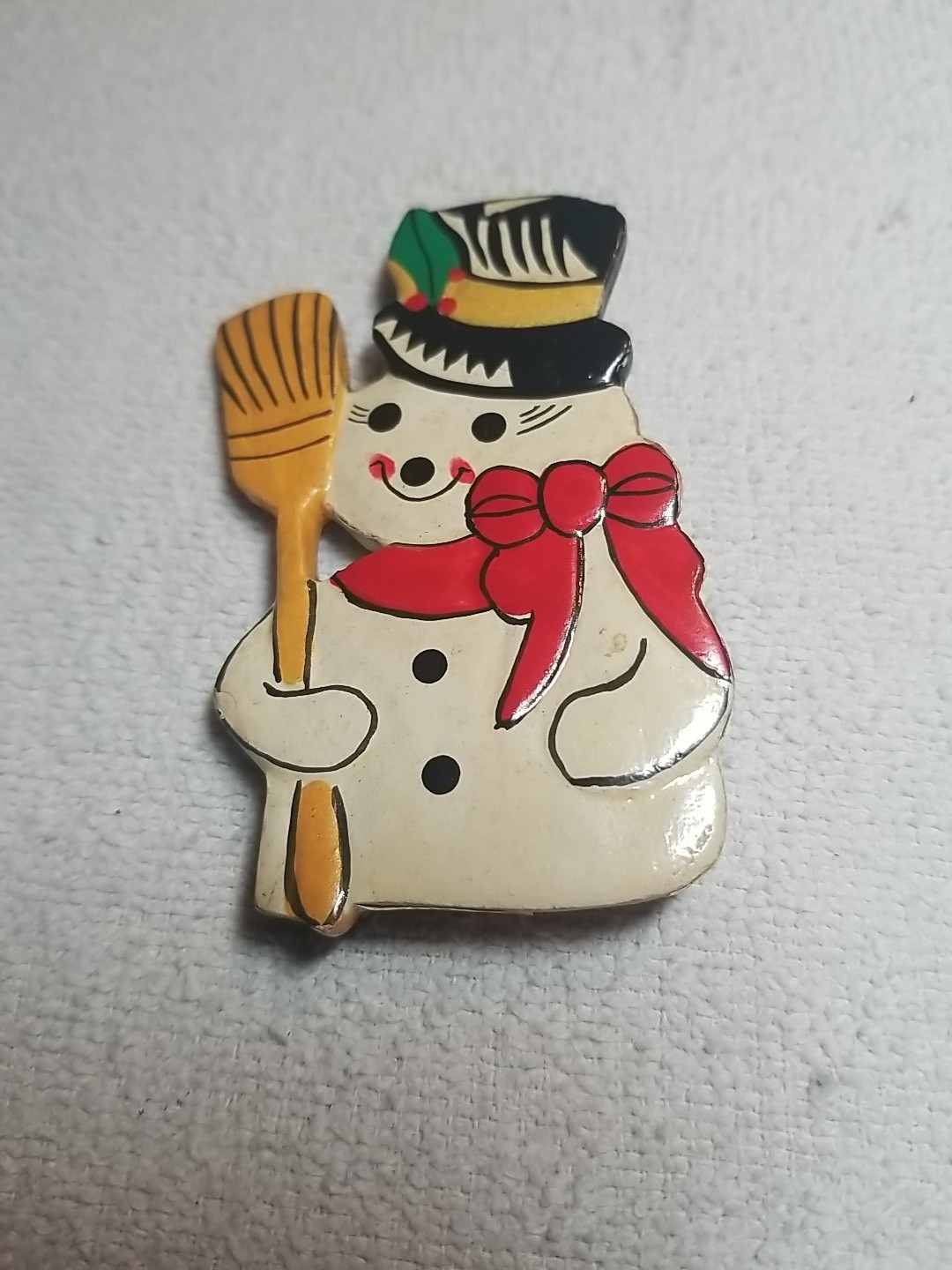 3" Vintage Christmas Pin Snowman