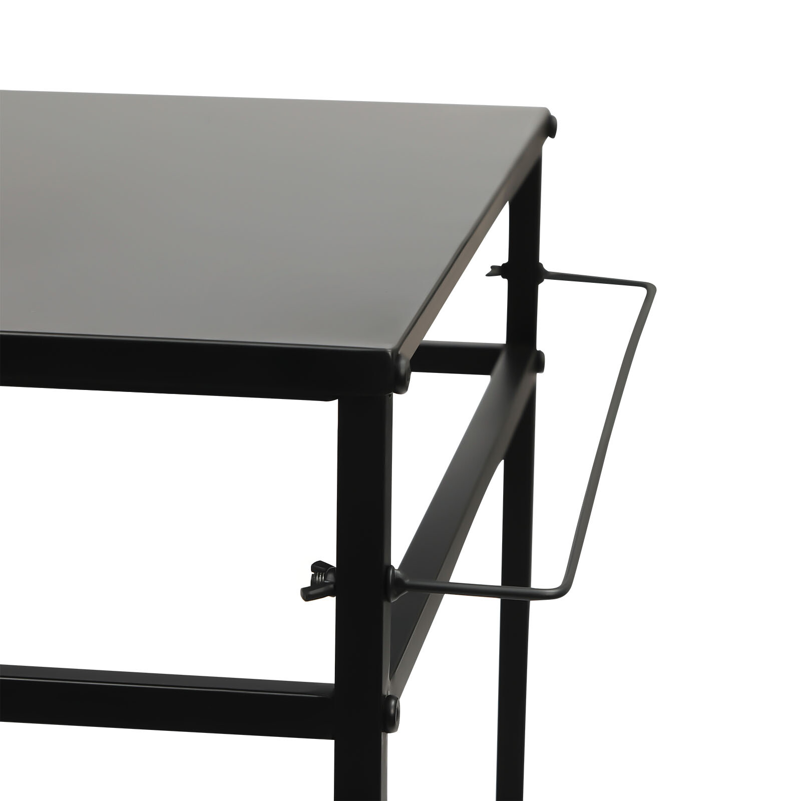 Kitchen BBQ Food Prep Work Cart Table Stand Mobile Storage Rack Grid Panel 2Tier