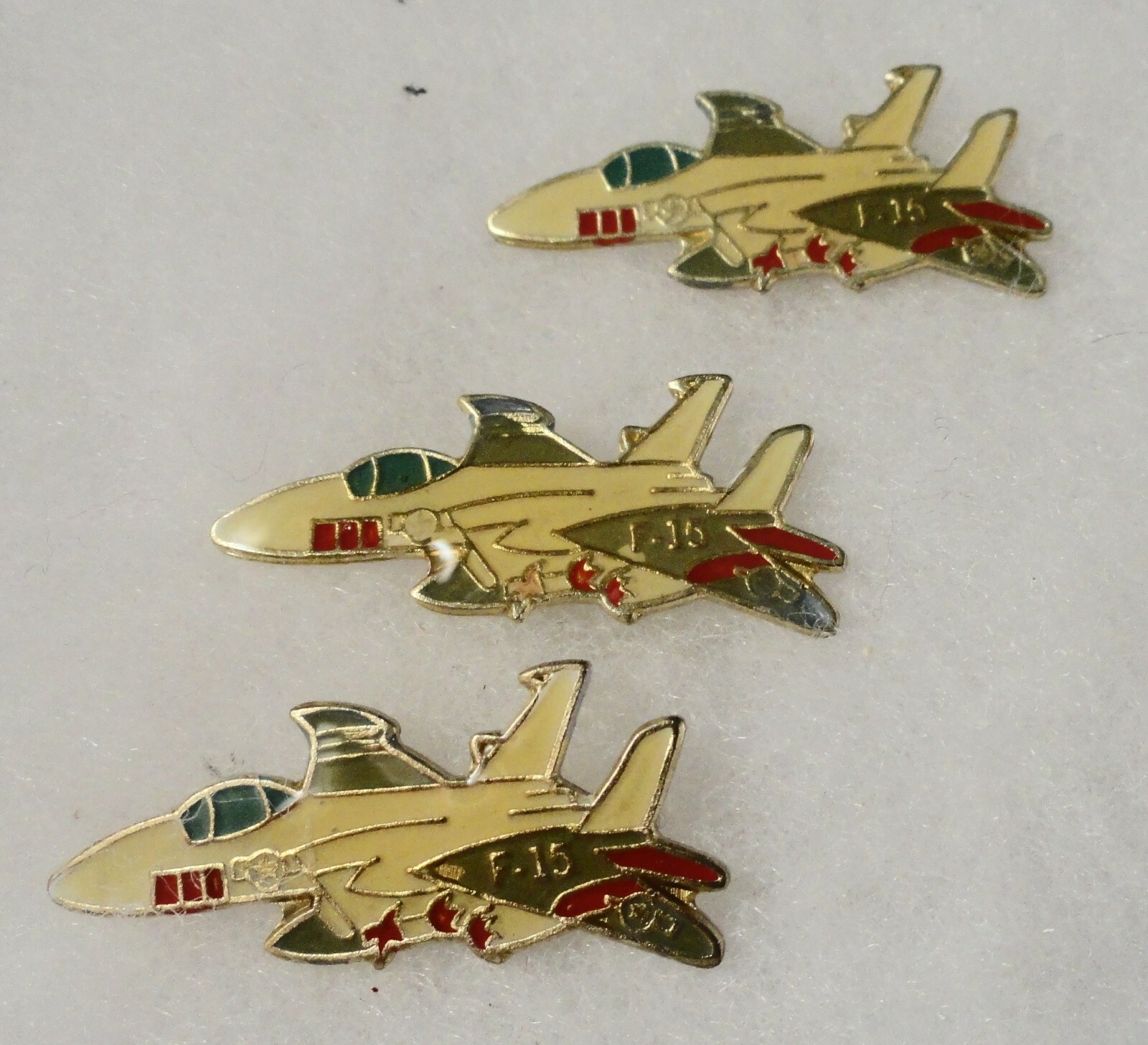 3 Old Jet Plane Pins: F-15 Eagle Fighter Jet McDonnell Douglas Twin Engine