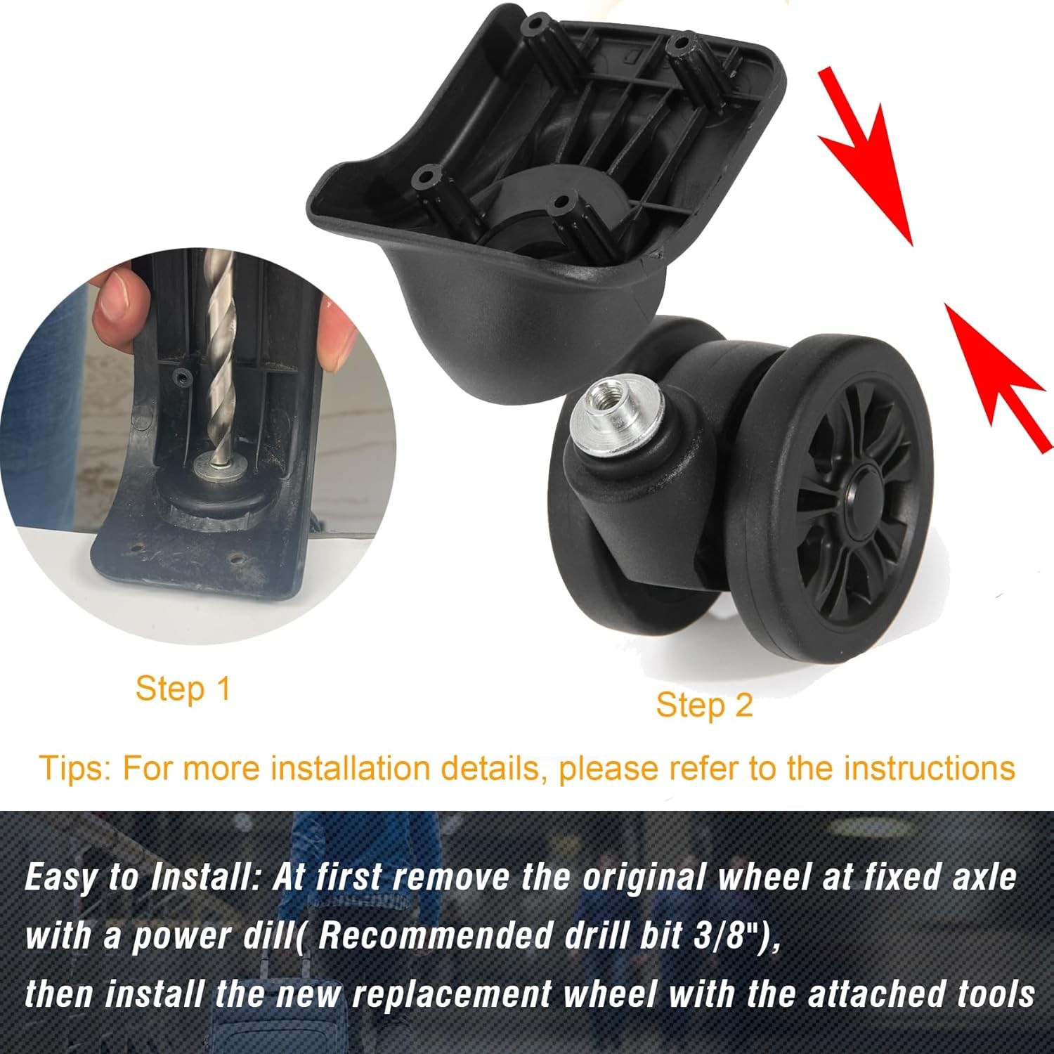 Zoofen Luggage Wheels Replacement 4 pcs Suitcase Wheels...