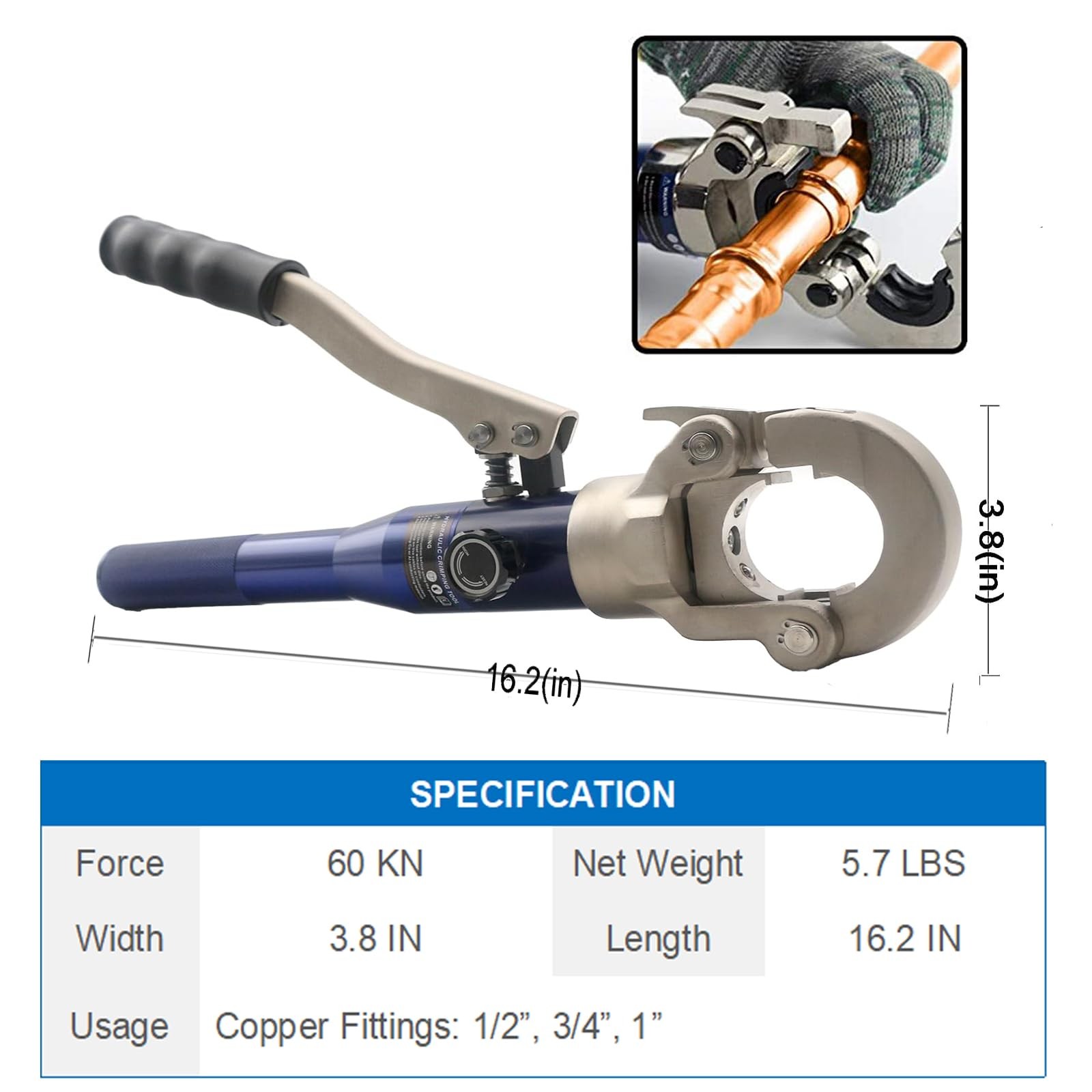 Propress Tool Copper Press for Crimping Range Silver, Blue and Black