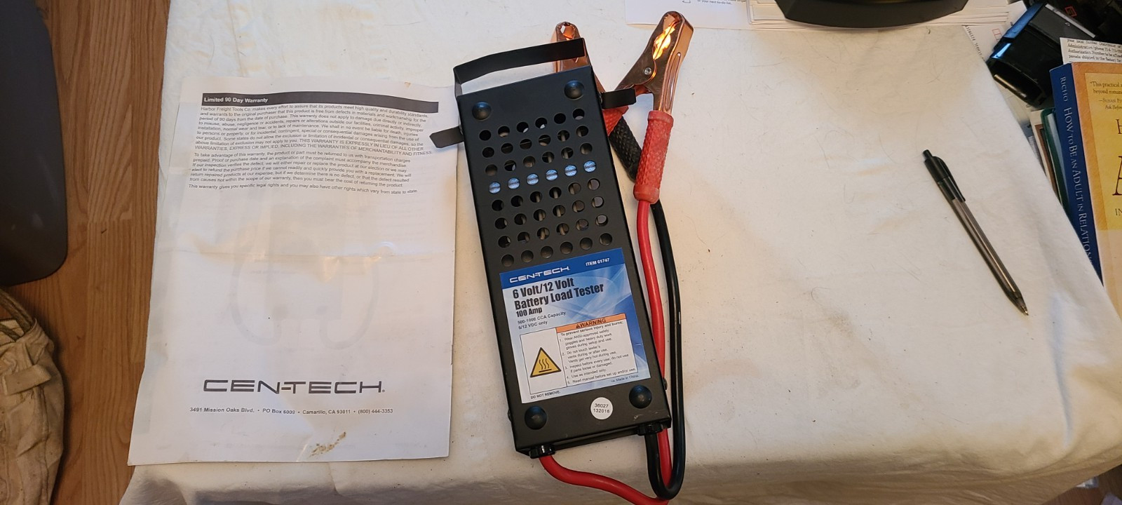 Cen-Tech Battery Load Tester 100 Amp Load Type 6 Volt & 12 Volt With Manual