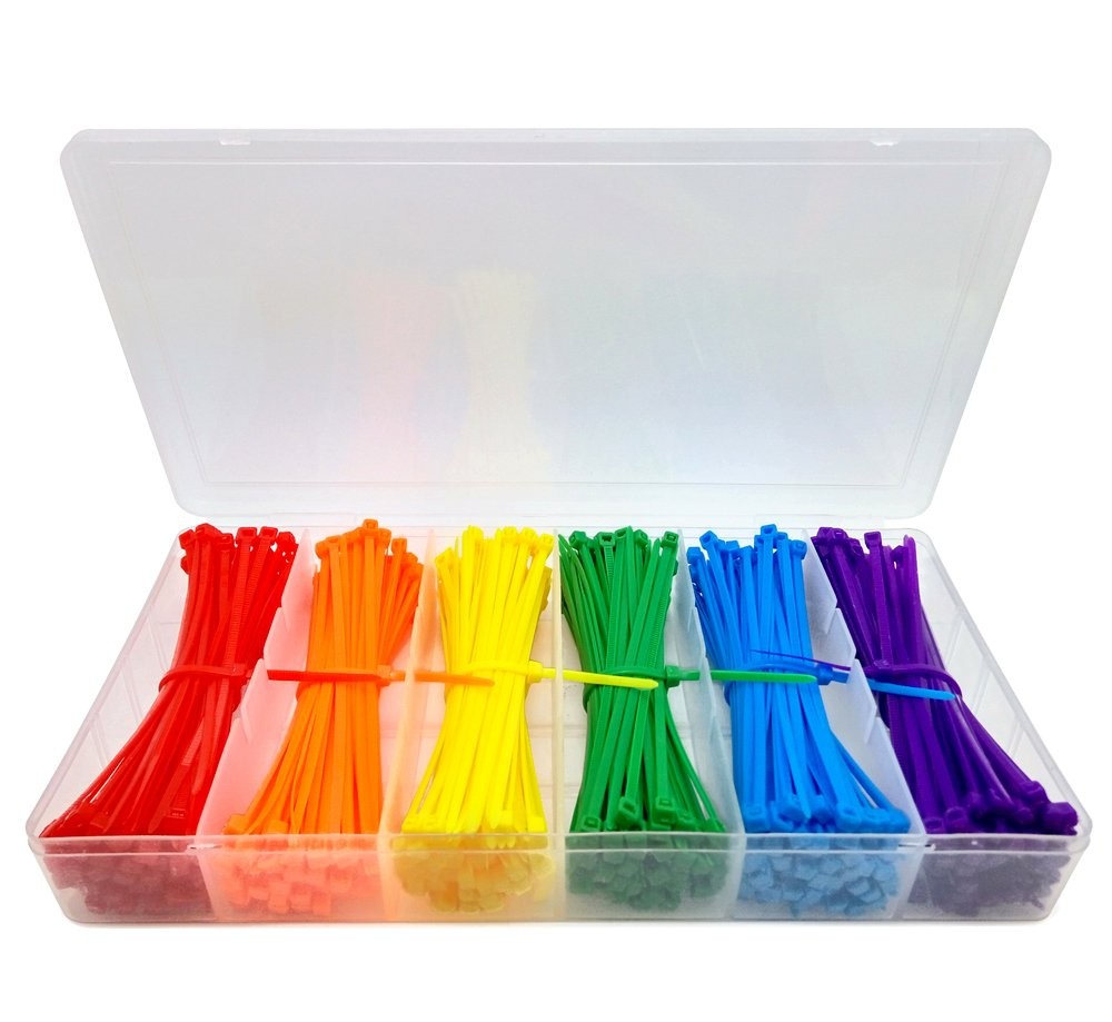 4" Multi-Purpose Cable Ties 600 Piece Assorted Colored