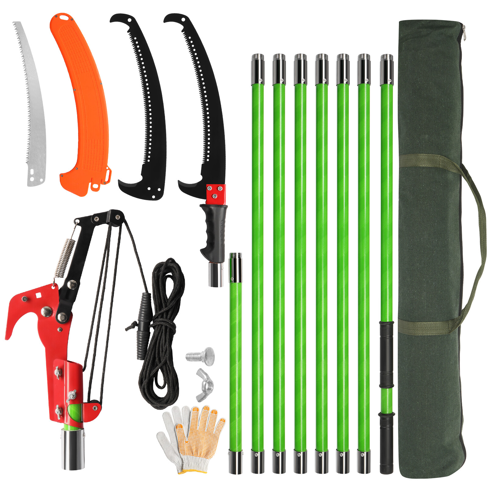 26' Manual Pole Saw Lightweight Tree Trimmers Long Handle Pruner Set Sharp Blade