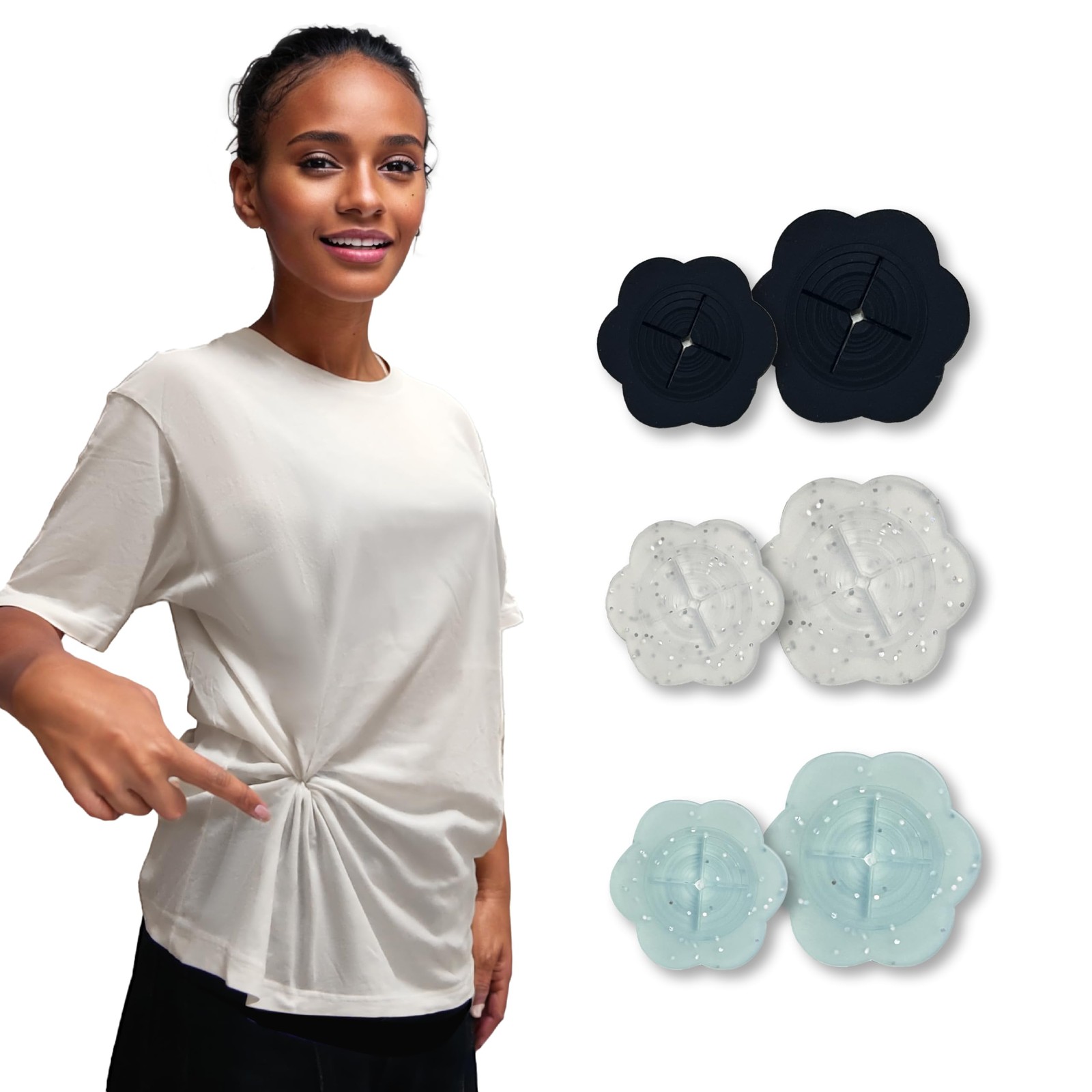 Cinch Clip for Women's Clothing - Adjustable Shirt Clips to ALL, 3 Colors-6pc