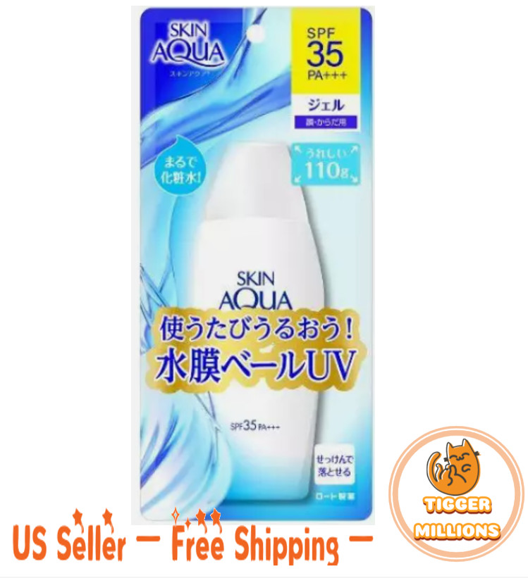 [US Seller] Rohto Pharmaceutical Skin Aqua Moisture Gel SPF35+ PA++++ 110G Japan