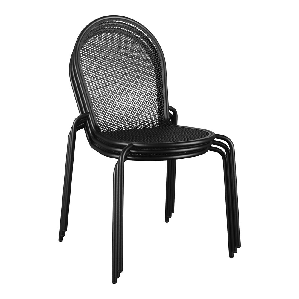 2 PACK All Weather Corrosion Resistant Black Metal Restaurant Patio Dining Chair