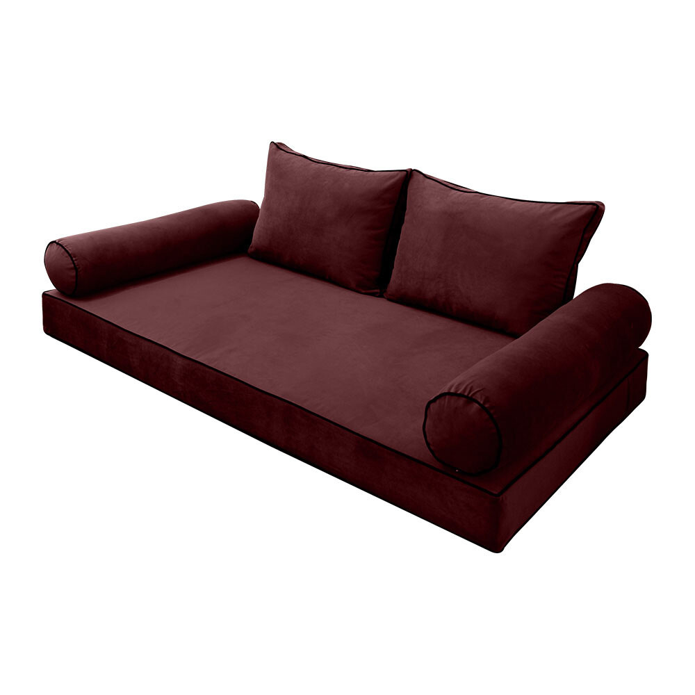 SLIPCOVER ONLY V1 Velvet Indoor Daybed Mattress Pillow Contrast Trim Twin AD368