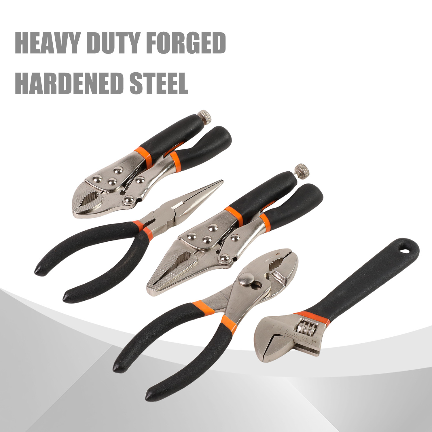 ADJUSTABLE WRENCH+5PCS MULTIPURPOSE HEAVY DUTY HARDENED STEEL PLIERS TOOL SET