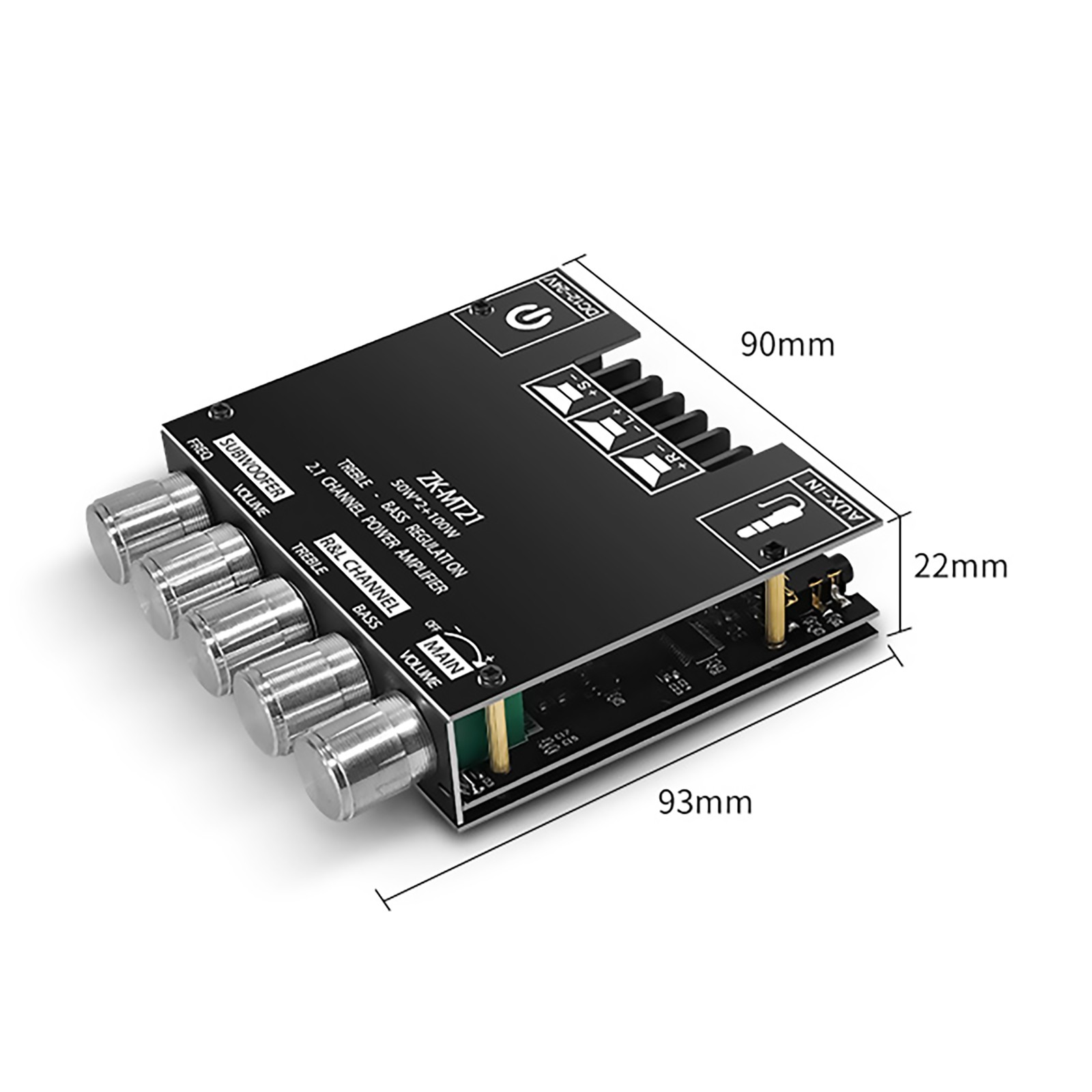 ZK-MT21 2x50W+100W Stereo Bluetooth 5.0 2.1Channel Digital Power Amplifier Board
