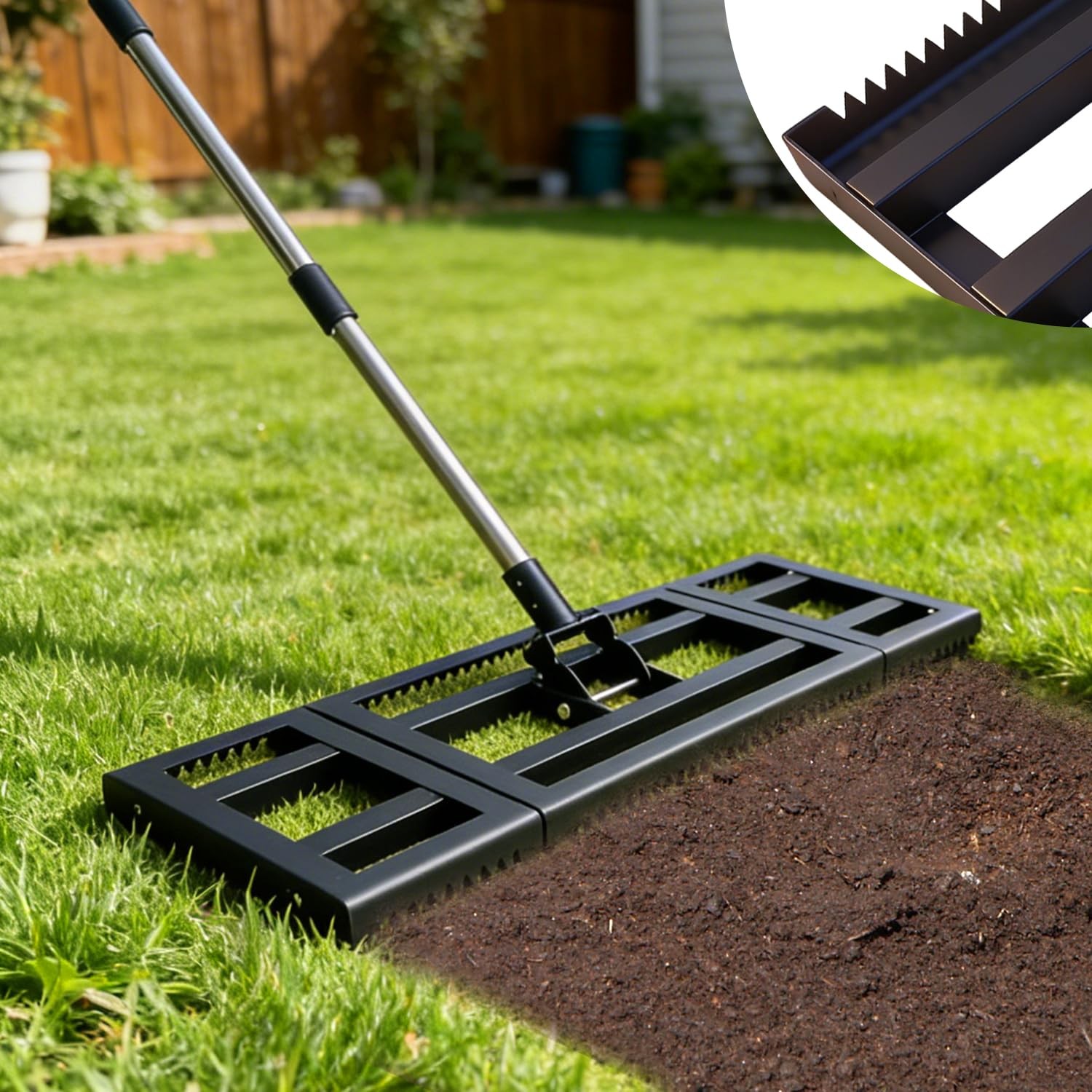 New Lawn Leveling Rake 30"X 10" for Soil, Gravel Heavy Duty with Adjustable Long