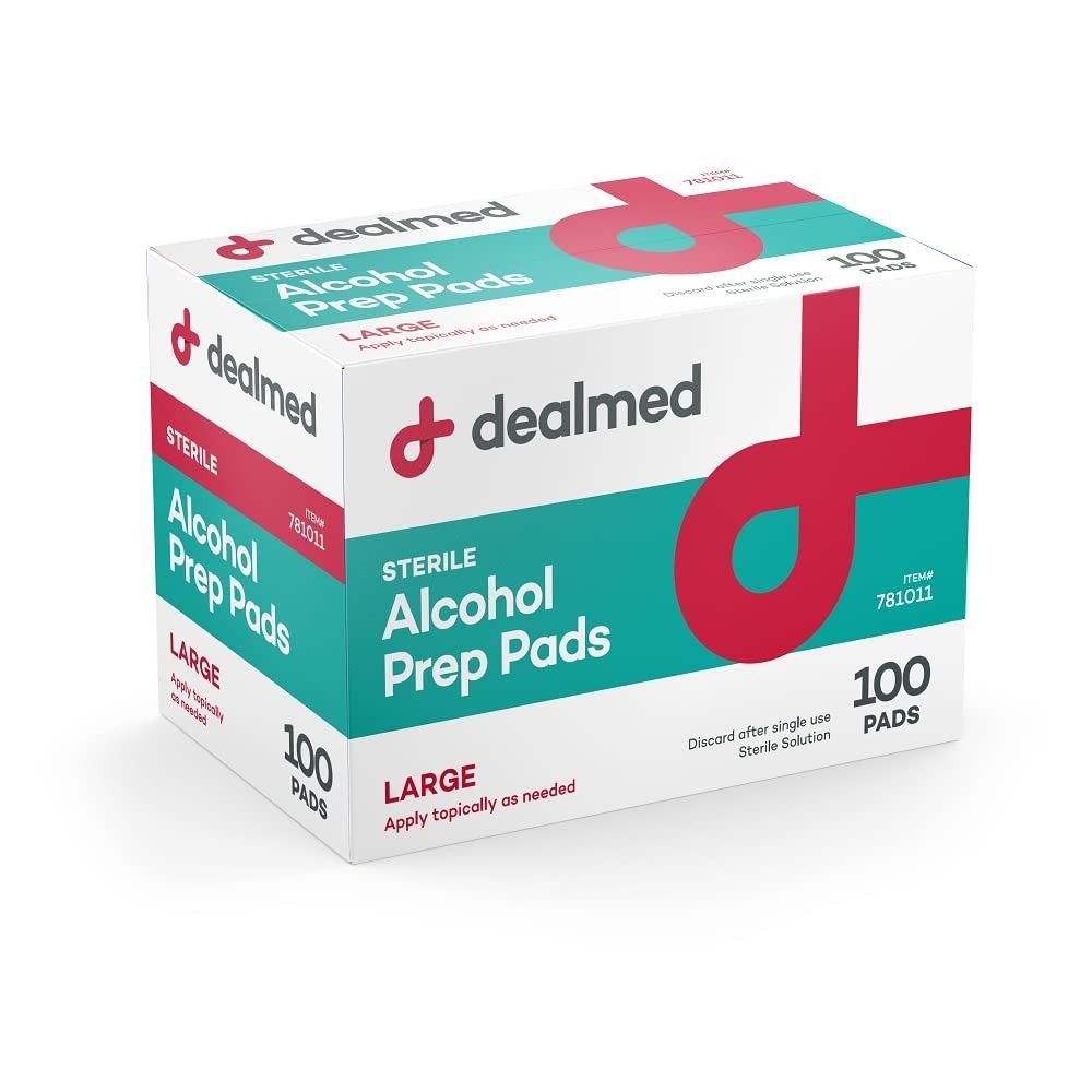 Individually Wrapped Alcohol Prep Pads – Large 100 Count First Aid Essential