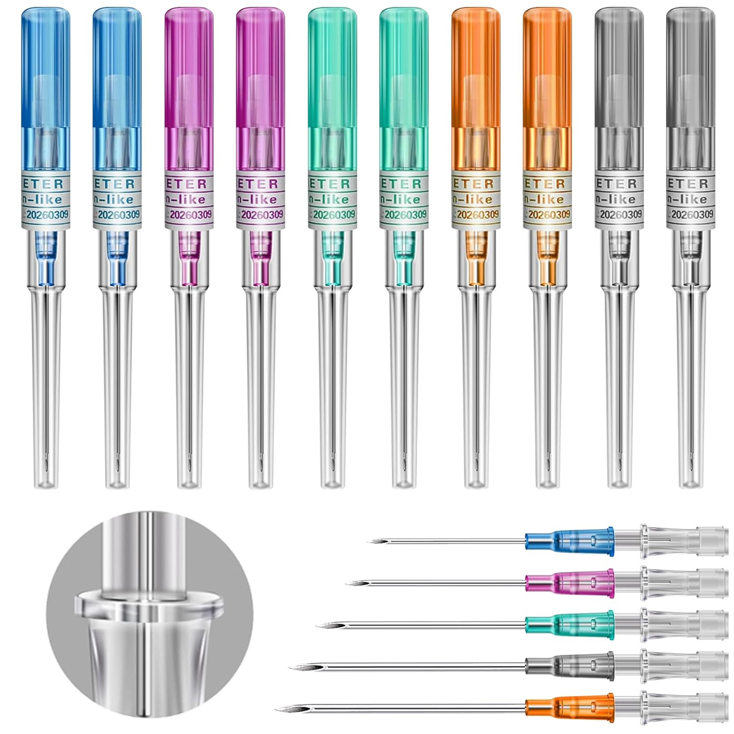 10Pcs Mixed Piercing Needles (14G-22G) - Hollow Cannula Body Piercing Tools for