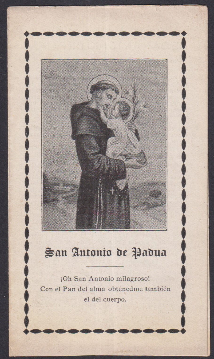 Holy card antique de San Antonio de Padua santino image pieuse estampa