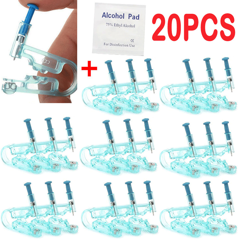 20PIECE Disposable Ear Studs Piercing Gun Tool Ear Stud Gun Piercer Jewelry