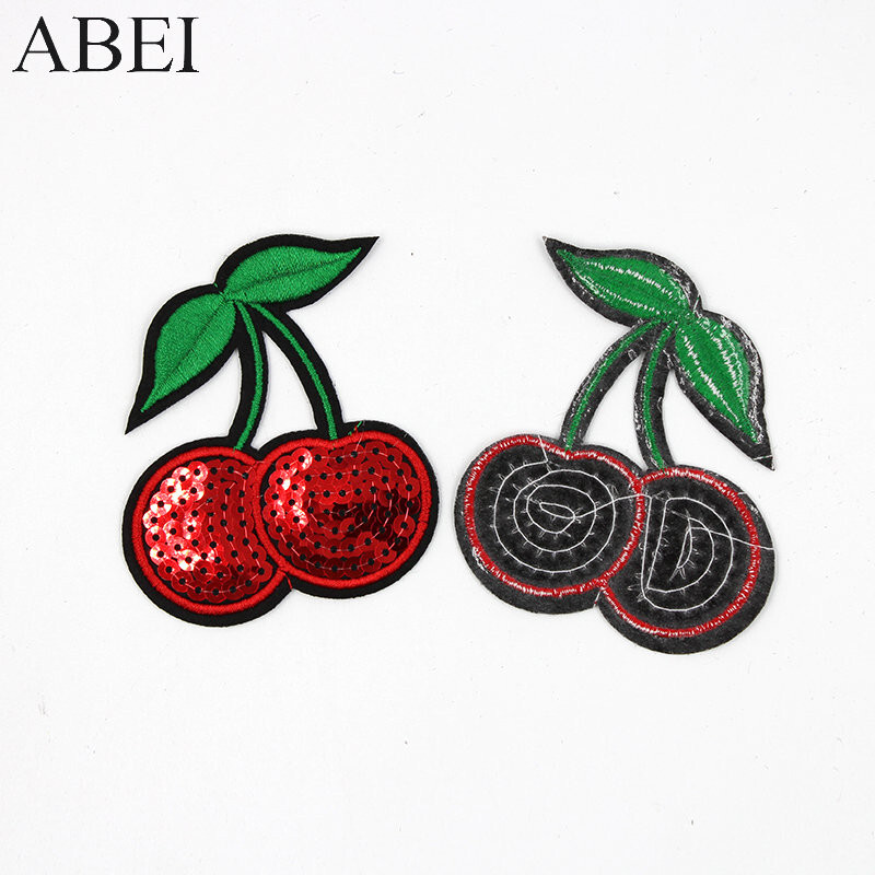 Cherry Sequin Iron-On Patch,Red Sequin Cherry