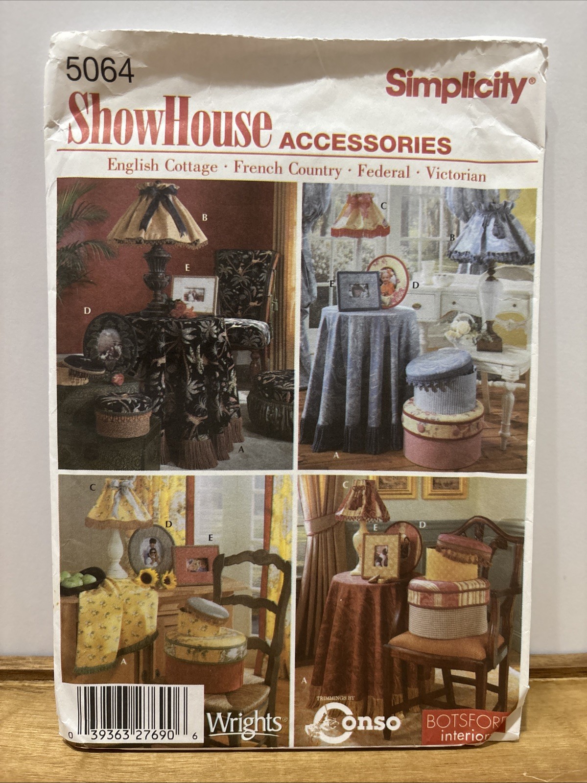 Simplicity 5064 ShowHouse Accessories Cottage Tablecloth  Lampshade Frames NOS