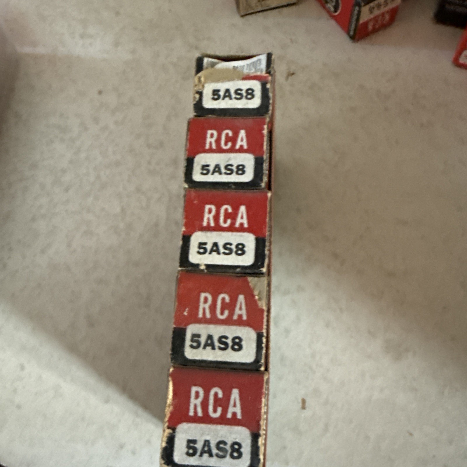 Sleeve Of 5: RCA 5AS8 Vacuum Tubes Made In USA NOS TU16 T20