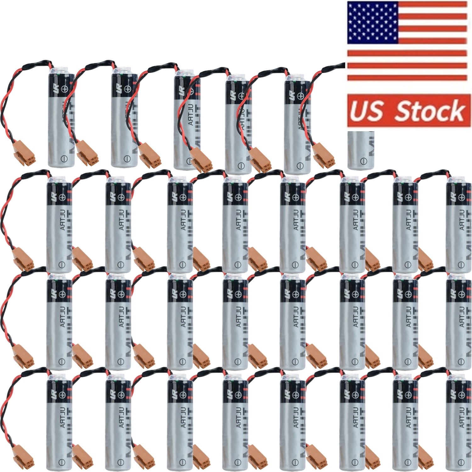 30PCS ER6V/3.6V 2400mAh PLC Battery Lithium Cell For TOSHIBA with Brown Plug US