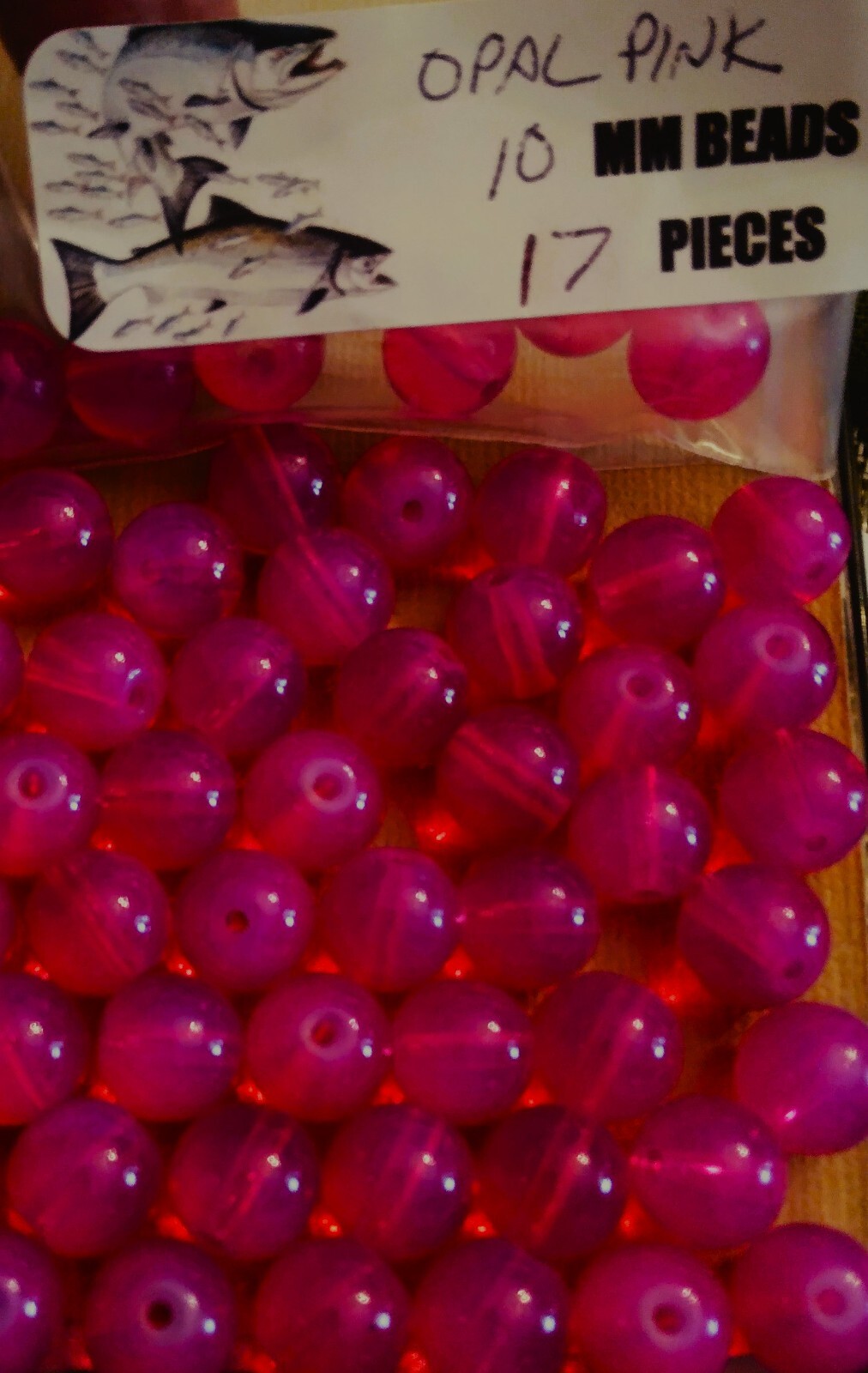 Heavy sink Fishing Premium Trout/Salmon/Steelhead Beads 10mm 17ct opal pink