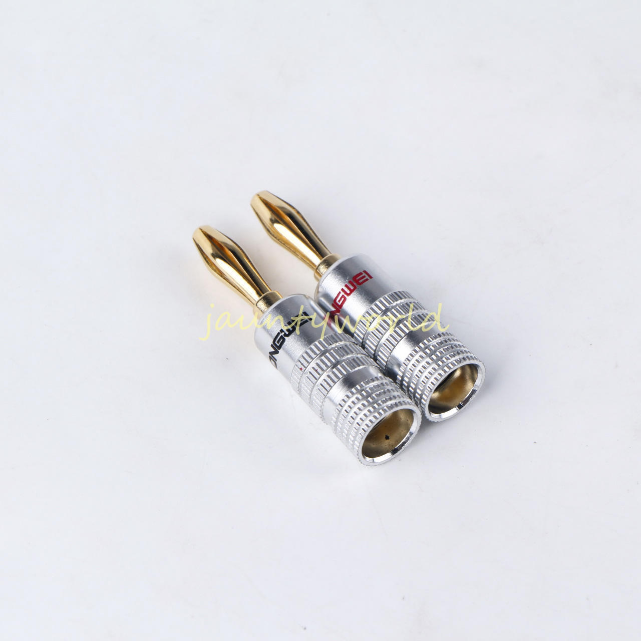 2PC 24K Gold-Plated Speaker Banana Cable AMP Audio Plug Connector