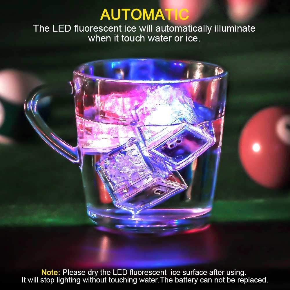 24Pcs LED Light Ice Cubes Liquid Sensor Luminous For Party Wedding Pond Bath