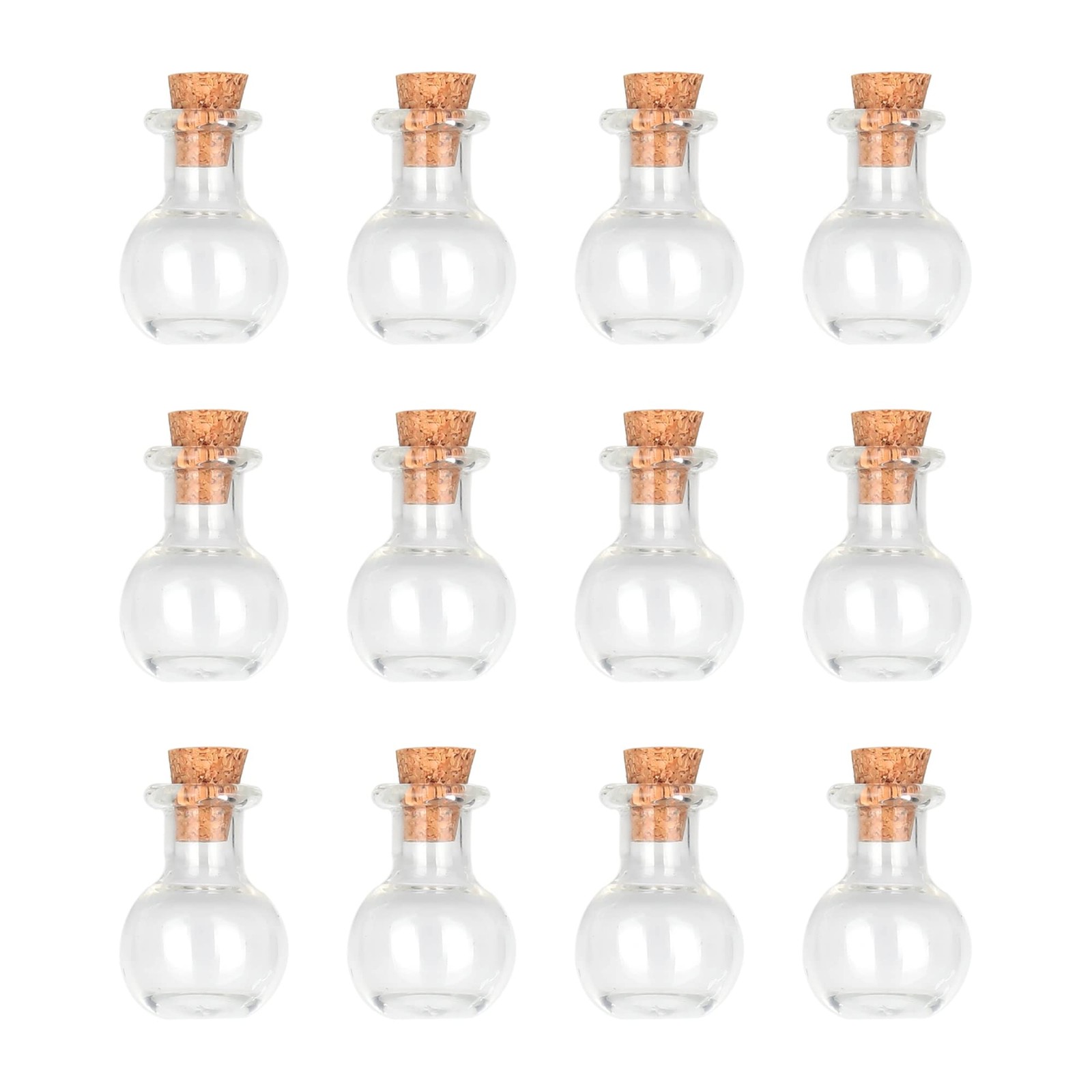 Tiny Decorative Glass Bottles 12 Pcs (Tiny Flat-Bottomed Potion Bottles)