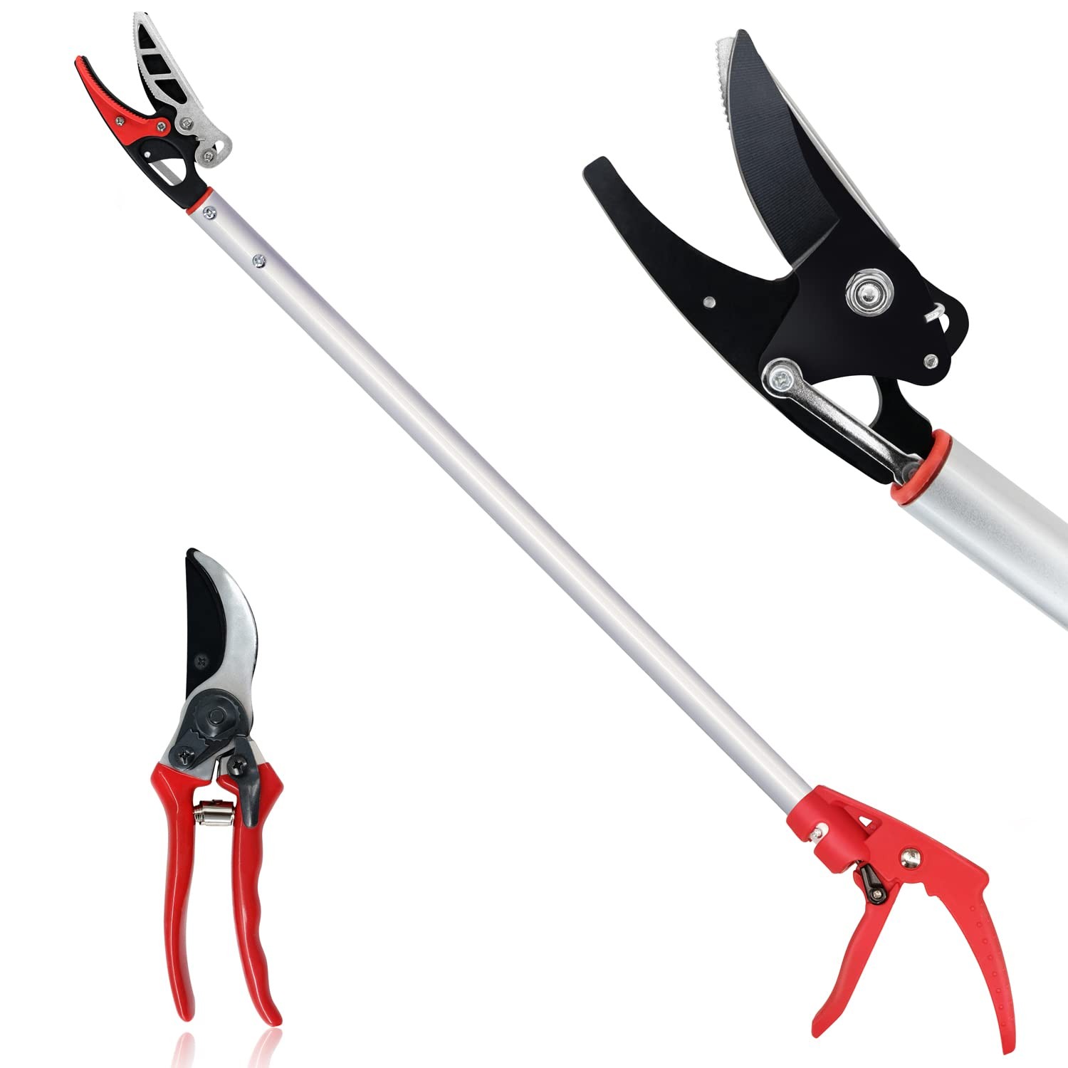 Byhagern 32-Inch Cut and Hold Pruners, Long-Reach Tree Pruner with Rose