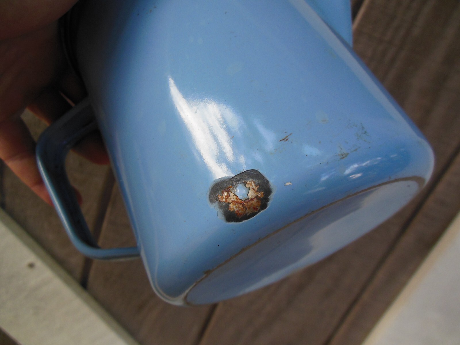 Vintage Percolator Light Blue Graniteware Metal Coffee Maker